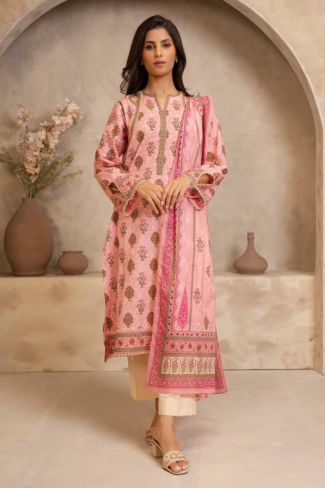 Zellbury Unstitched Printed Lawn 2-Piece Suit - Pink
