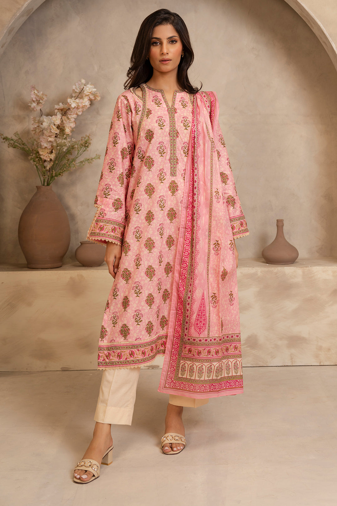 Zellbury Unstitched Printed Lawn 2-Piece Suit - Pink