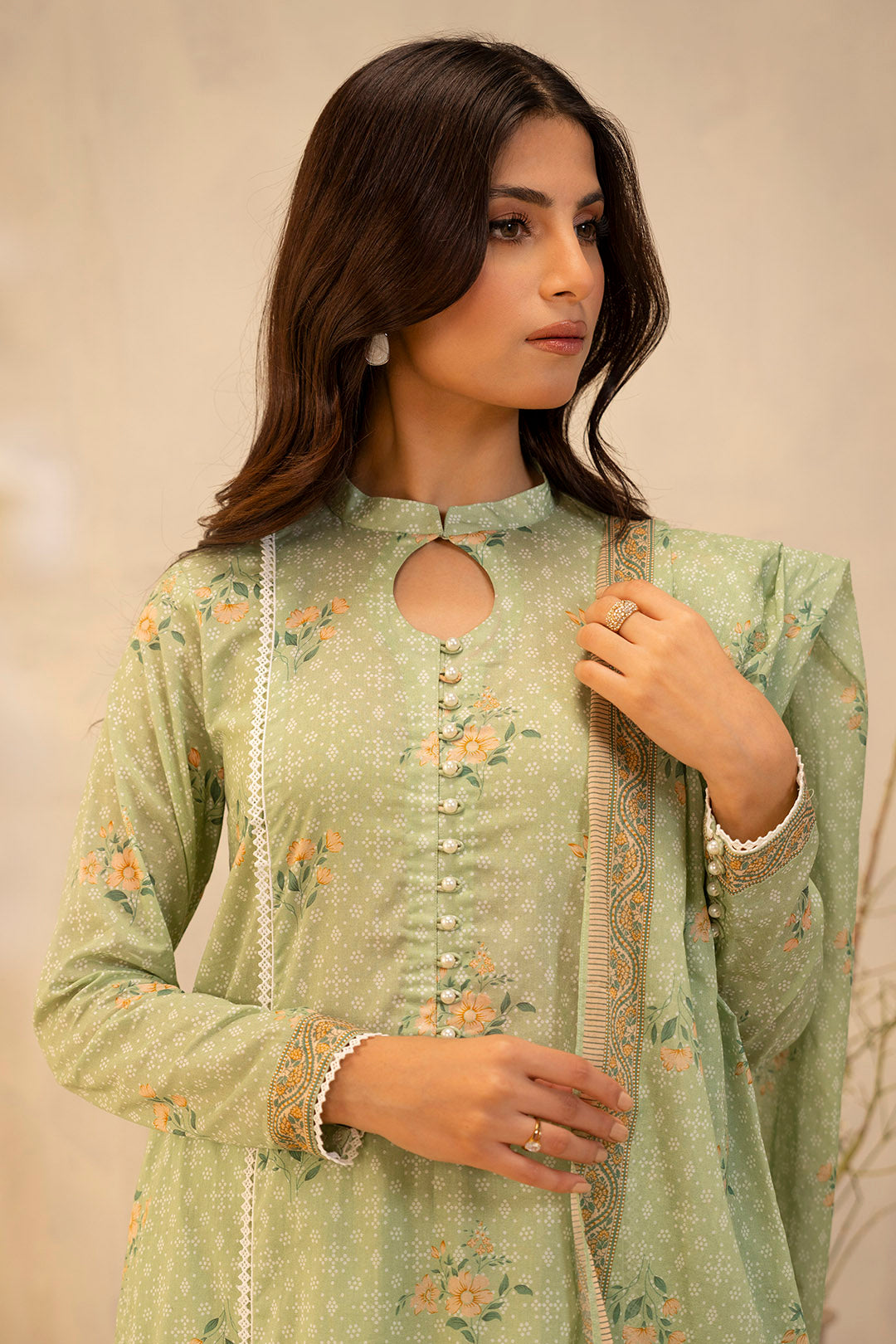 Zellbury Unstitched Printed Lawn 3-Piece Suit - Sage Green