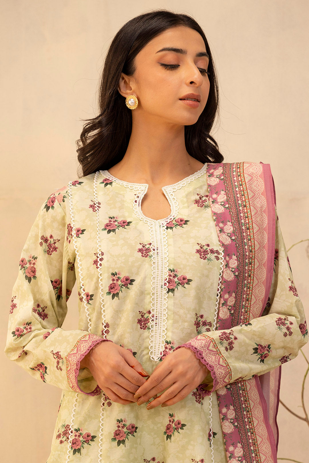 Zellbury Unstitched Printed Lawn 3-Piece Suit - Pistachio