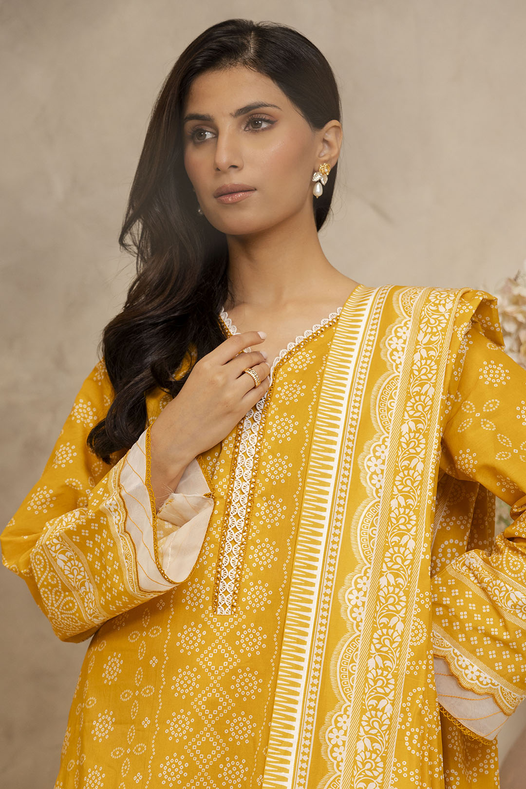 Zellbury Unstitched Printed Lawn 3-Piece Suit - Amber Yellow
