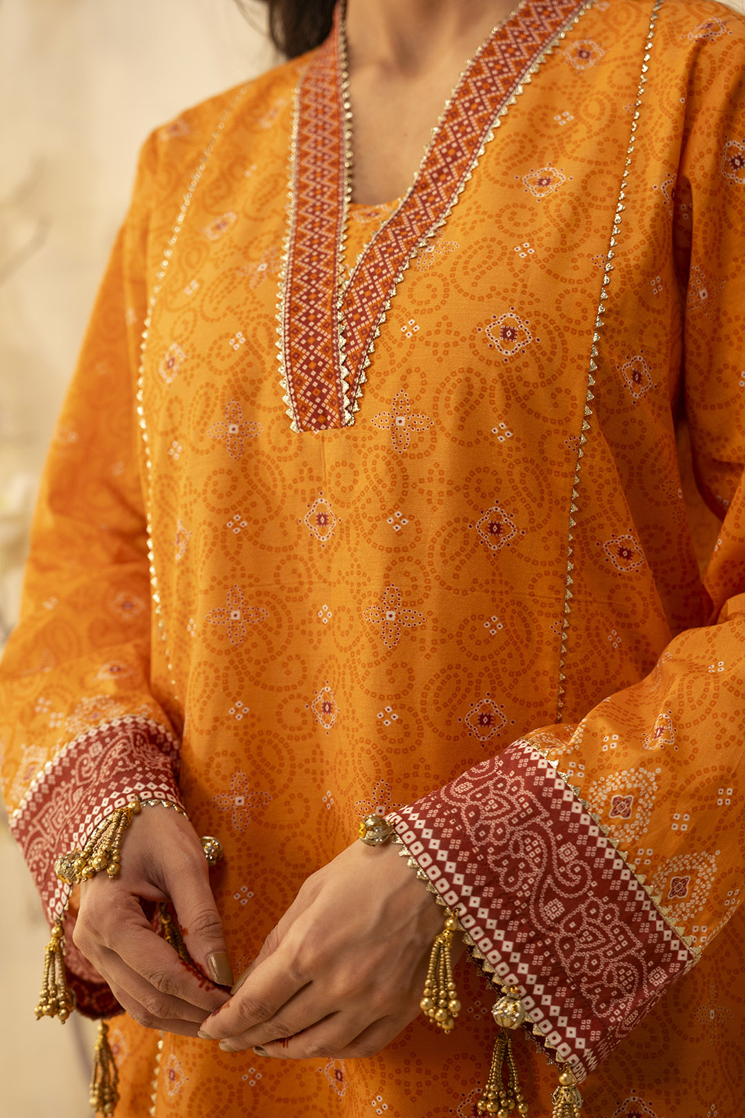 Zellbury Unstitched Printed Lawn 3-Piece Suit - Orange