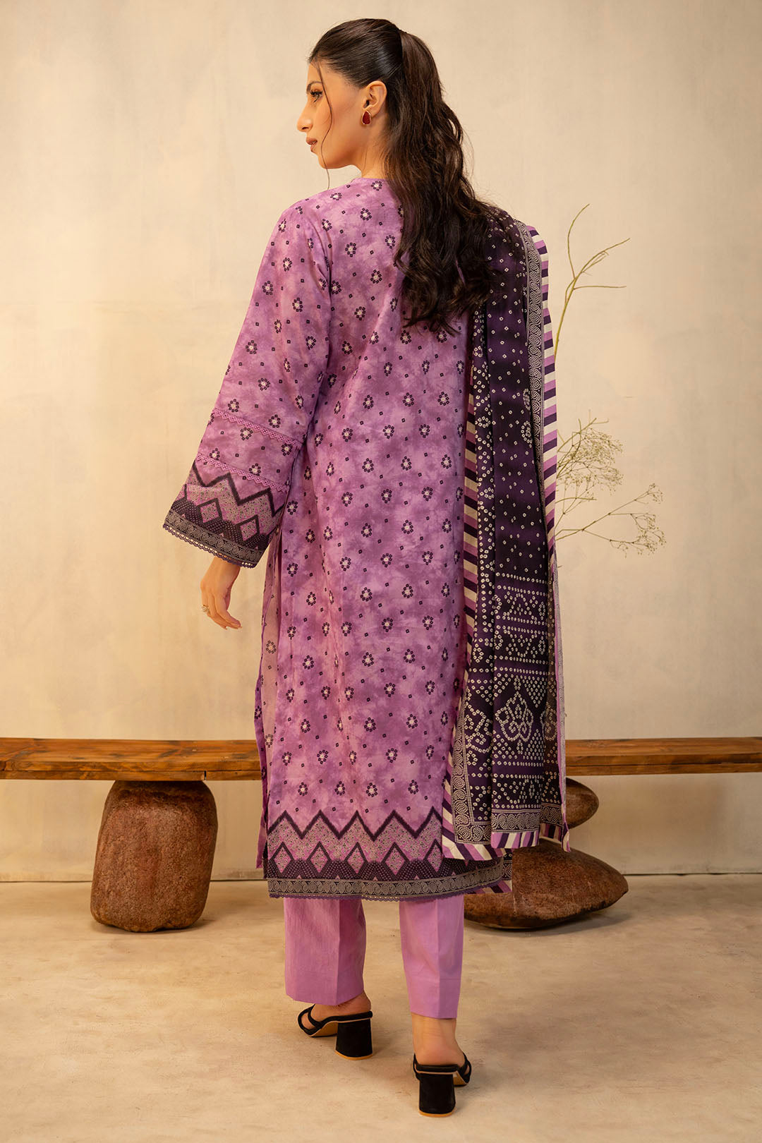 Zellbury Unstitched Textured Lawn 3-Piece Suit - Light Purple