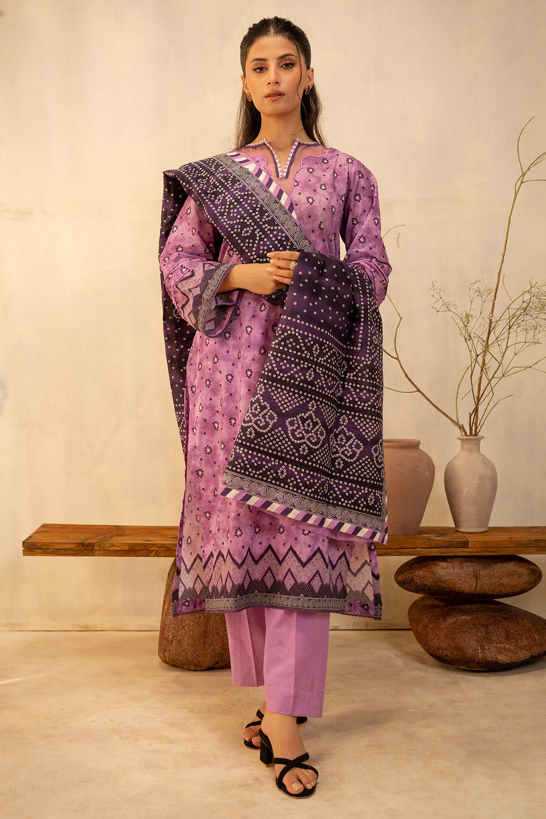 Zellbury Unstitched Textured Lawn 3-Piece Suit - Light Purple