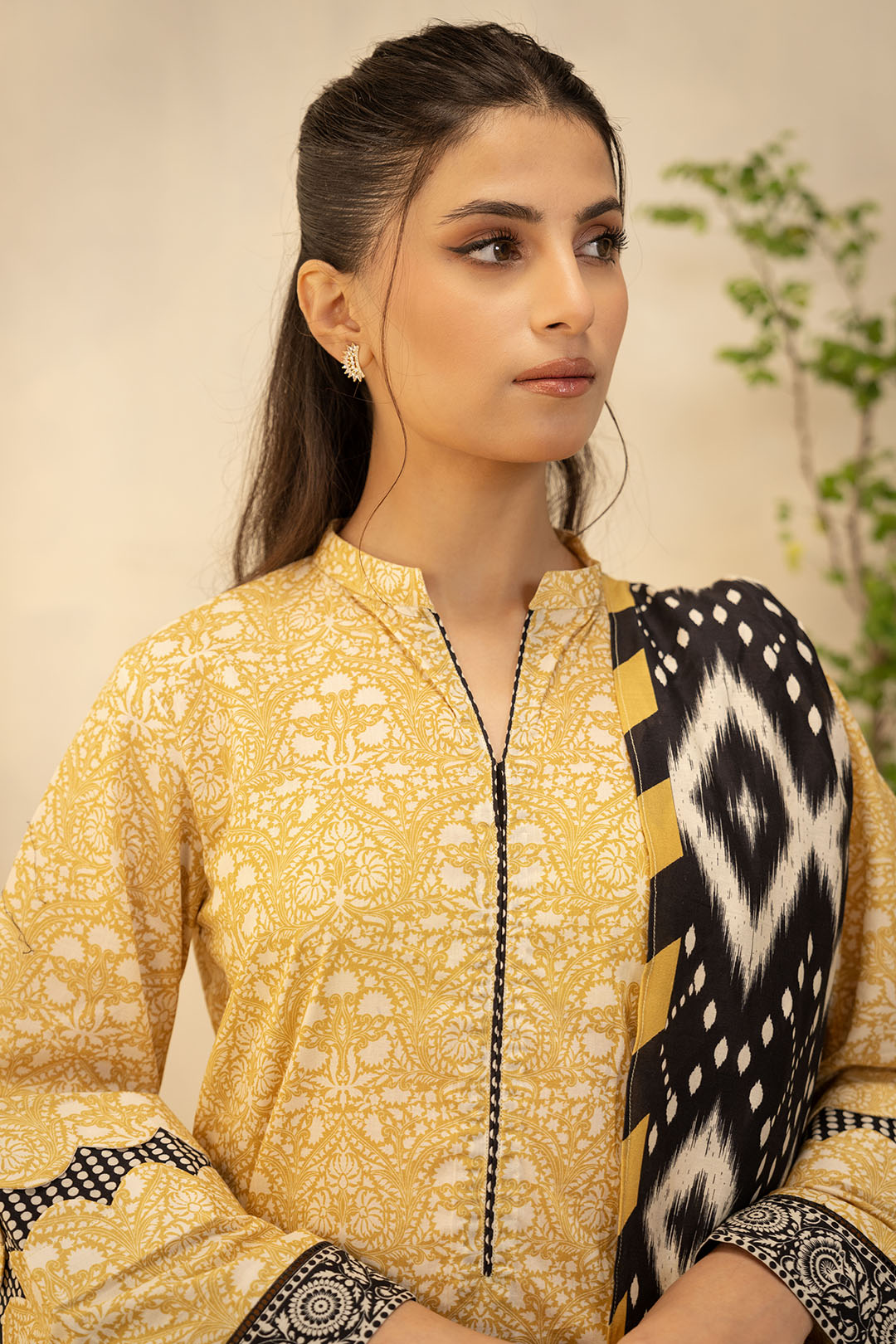 Zellbury Unstitched Printed Lawn 3-Piece Suit - Mustard
