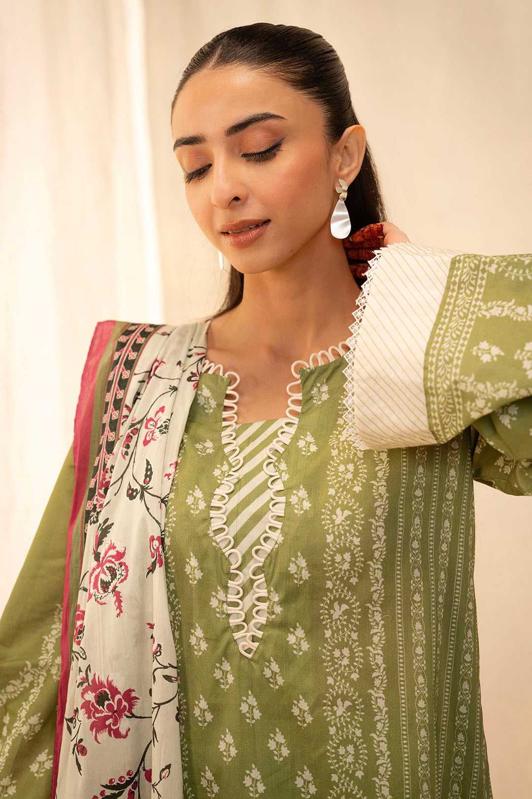 Zellbury Unstitched Printed Lawn 3-Piece Suit - Green