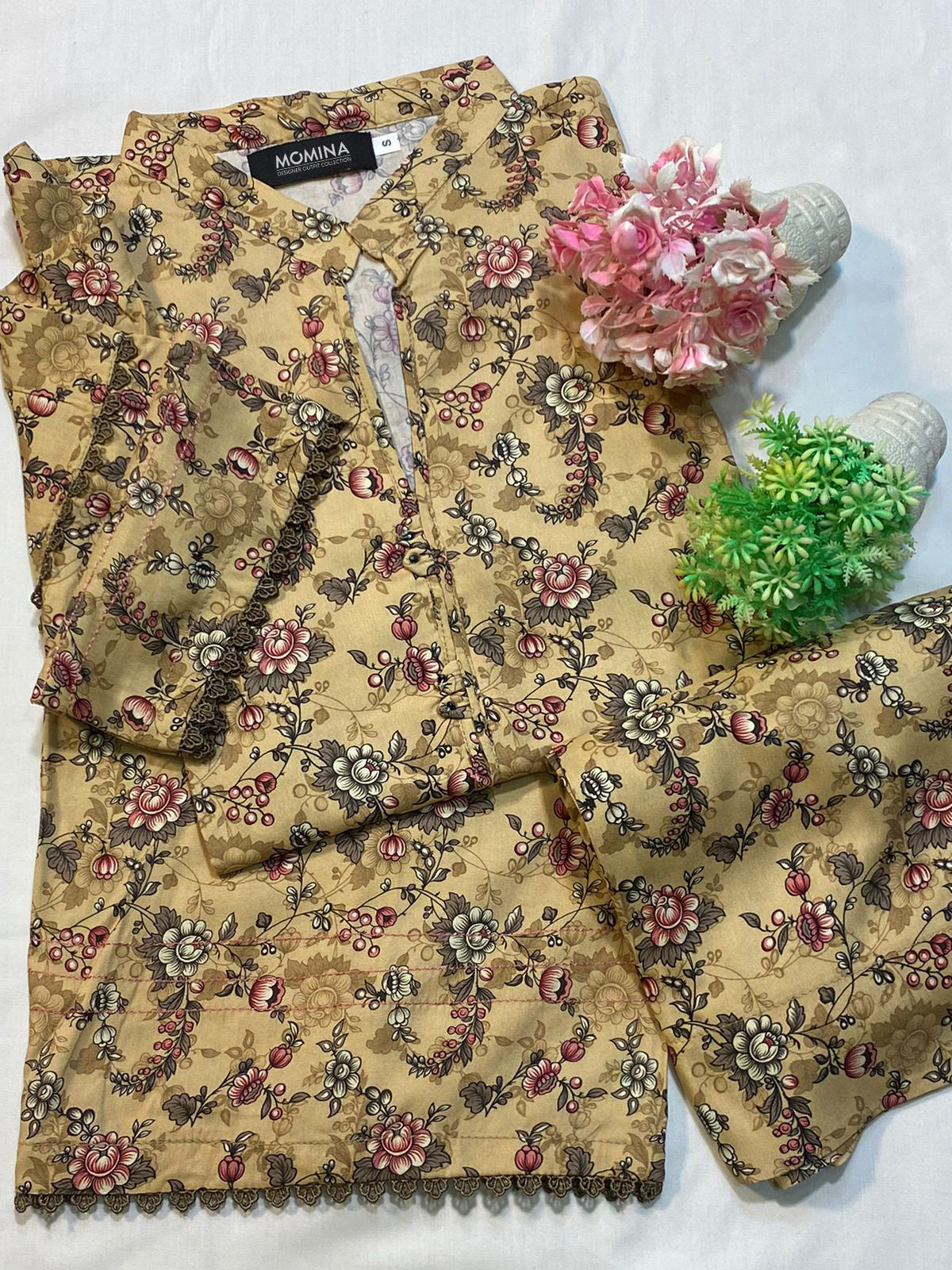 Beige Casual Winter Linen 2-Piece Suit