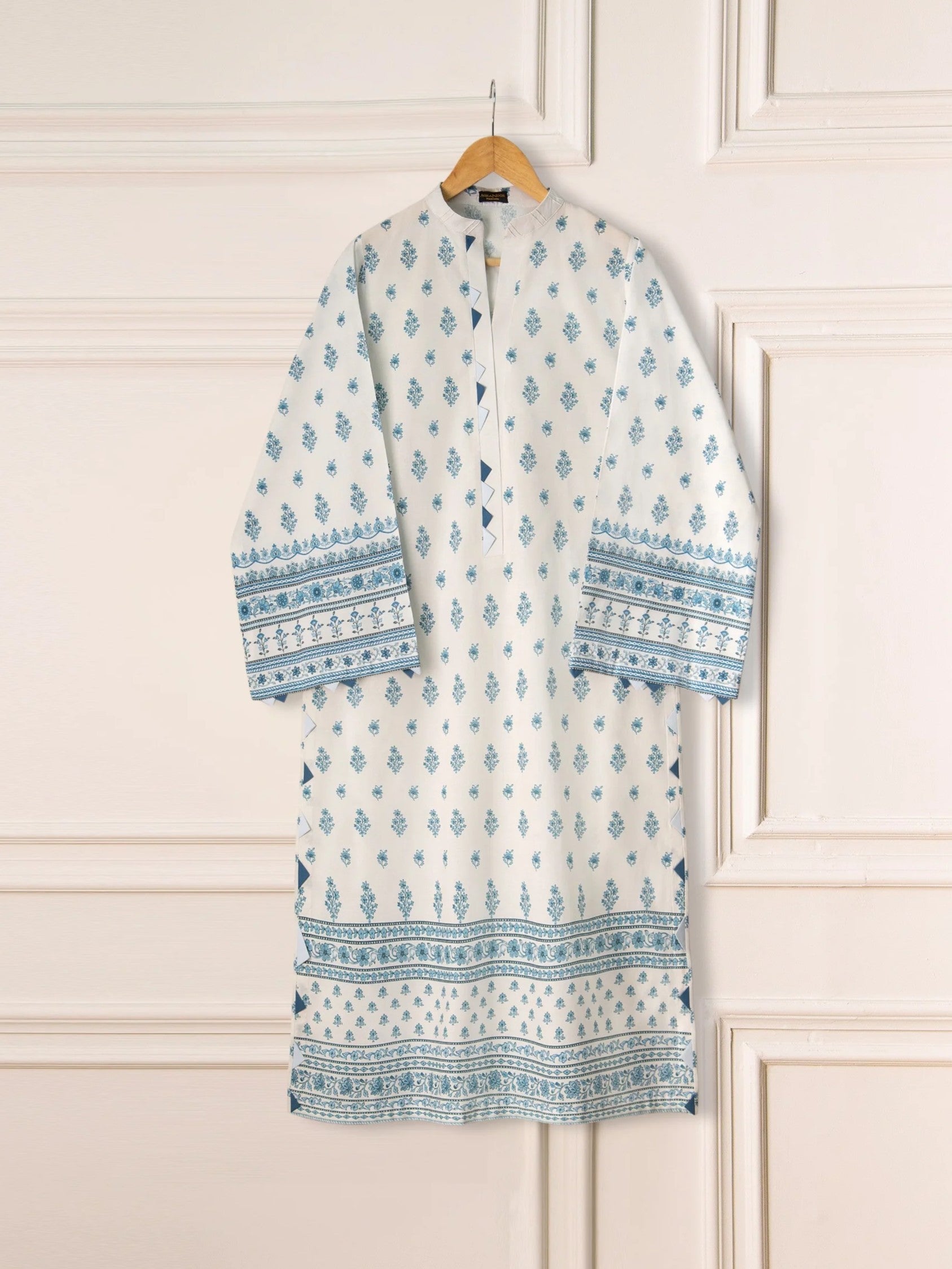 Agha Noor Blue-Grey Cambric 2-Piece (Shirt + Dupatta)