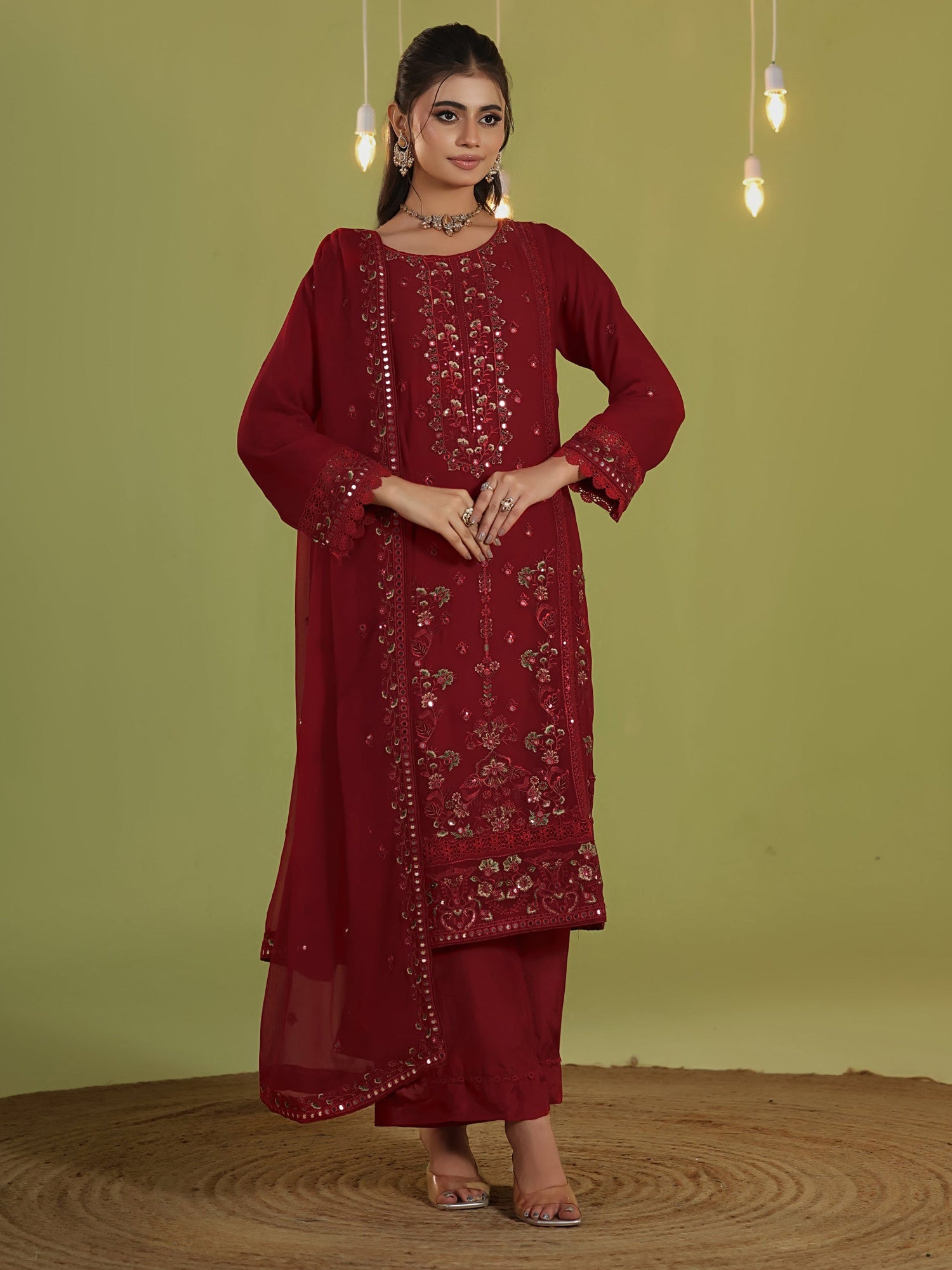 Wardah Uzair "Chiffon Breeze" Lux Embroidered Chiffon Suit - Whisper