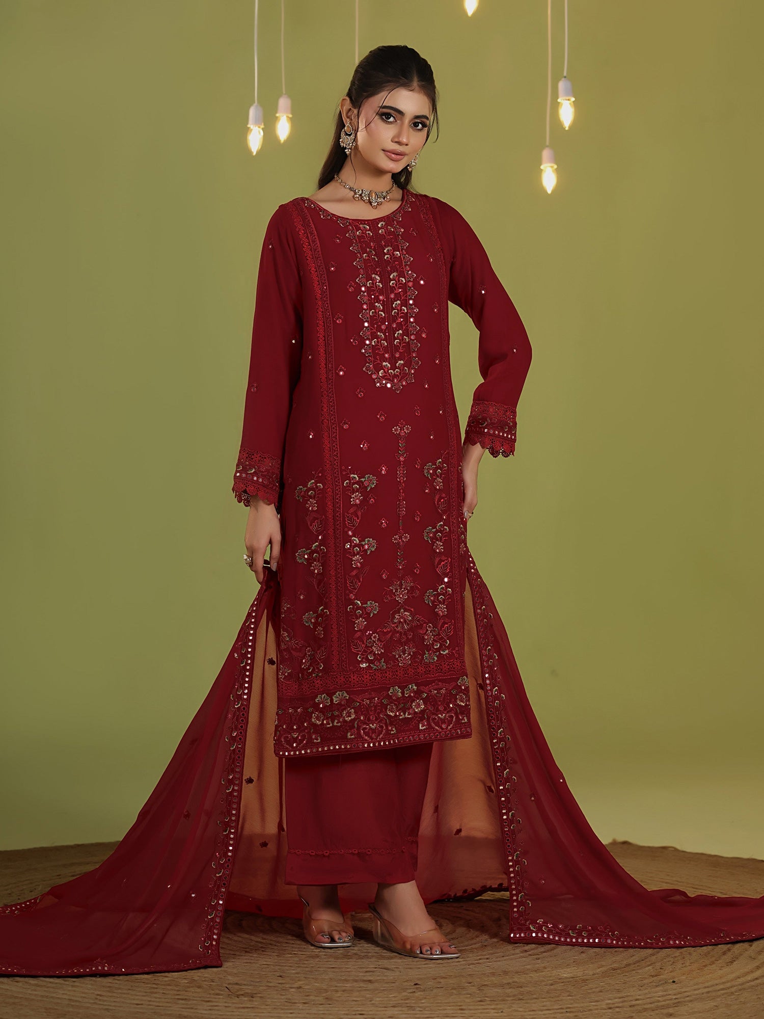 Wardah Uzair "Chiffon Breeze" Lux Embroidered Chiffon Suit - Whisper