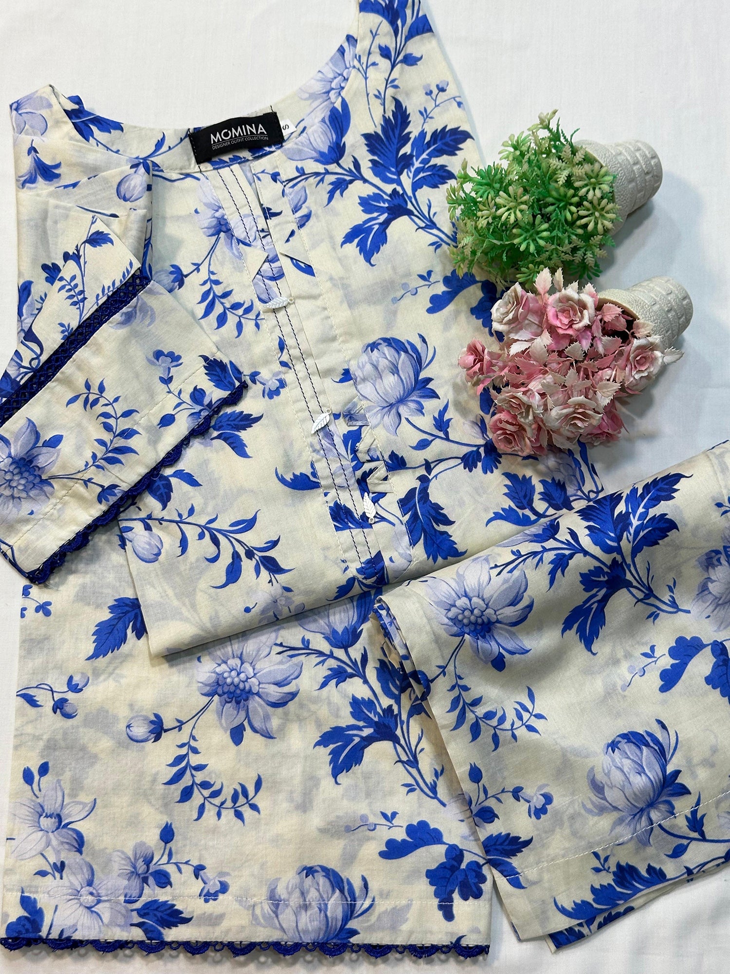 Blue Casual Printed Lawn 2-Piece Suit