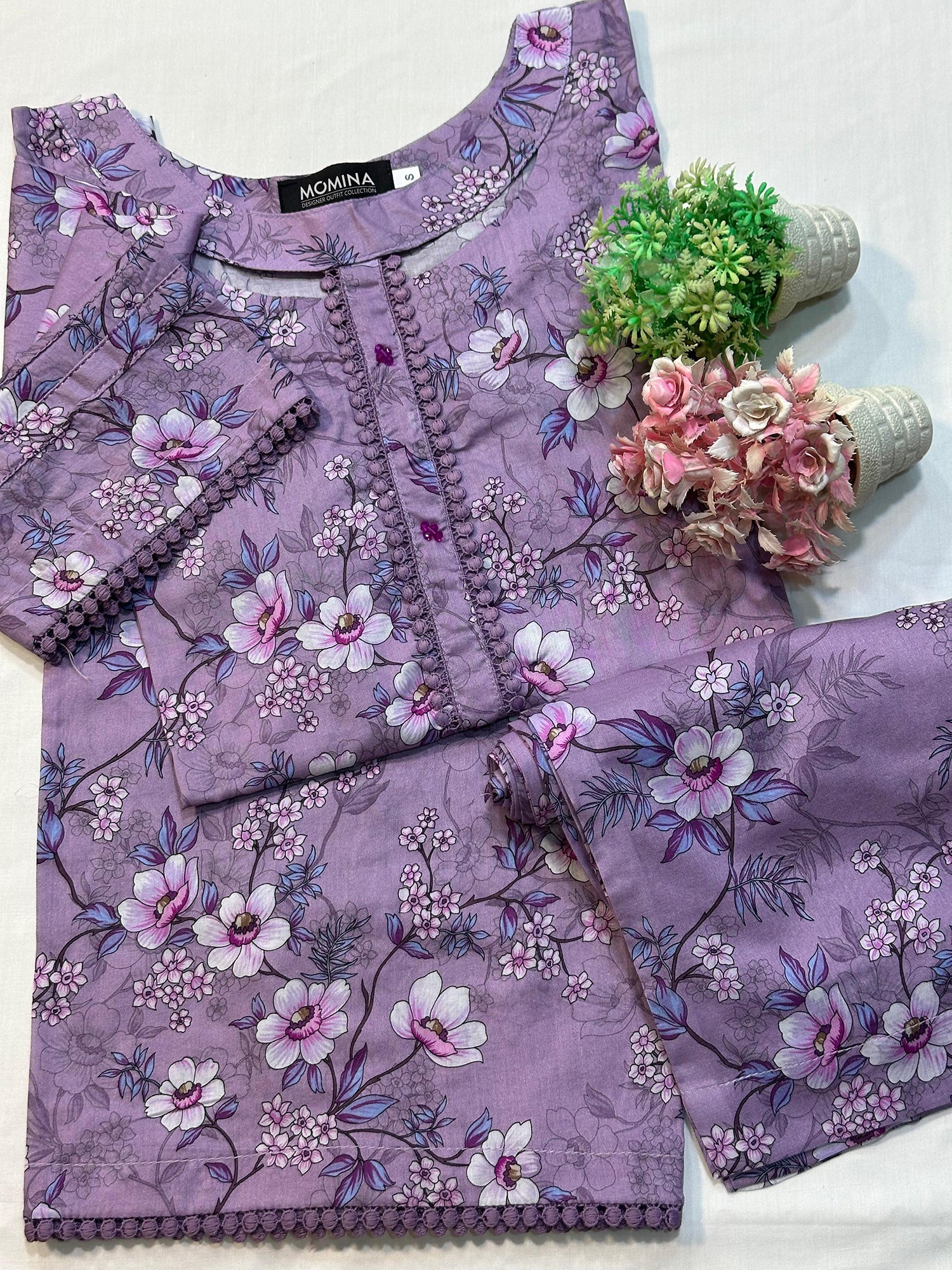 Lavender Casual Printed Lawn 2-Piece Suit