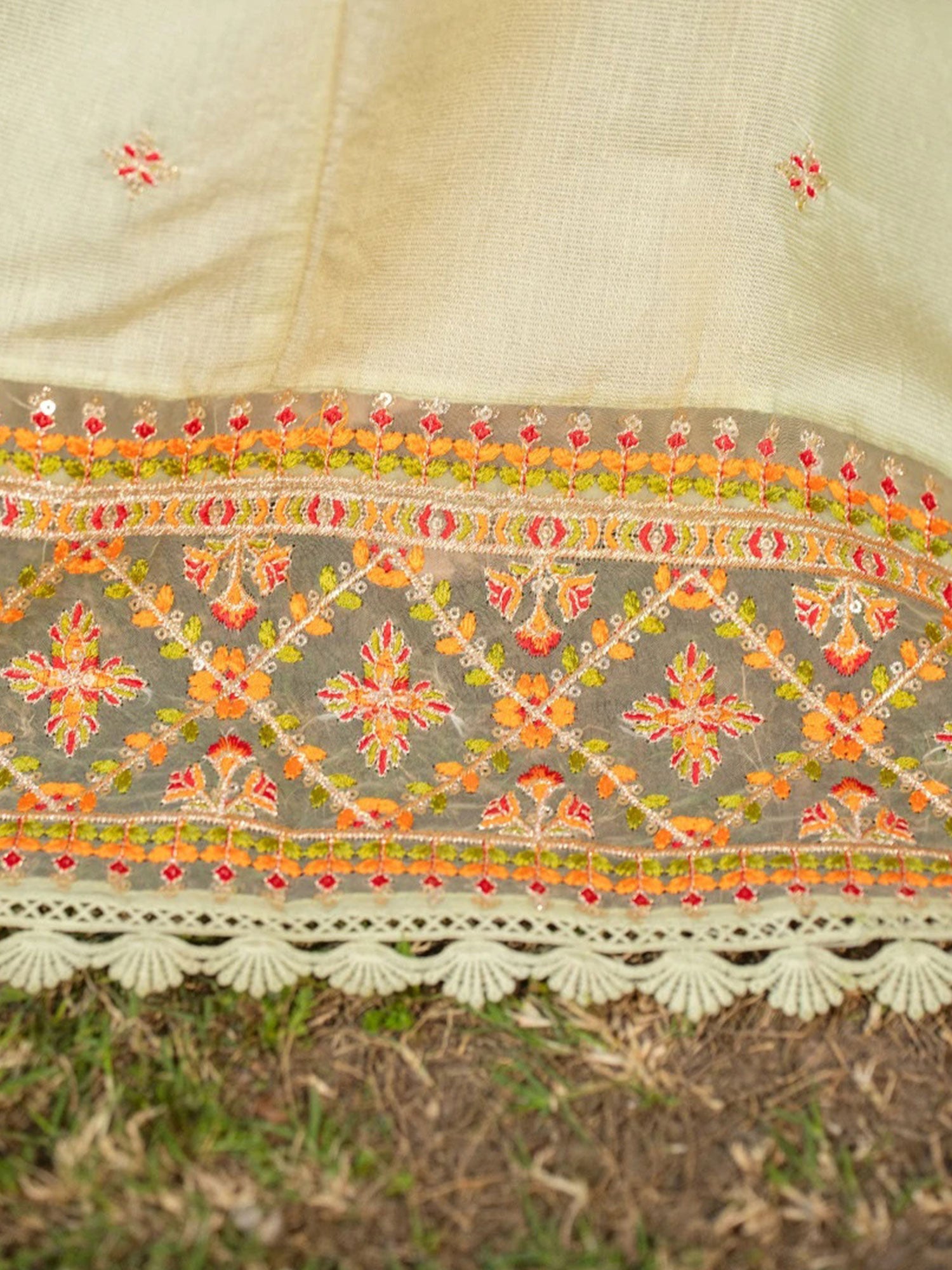 Zarqun Pistachio Embroidered Luxury Khadi Cotton Suit (2419B)
