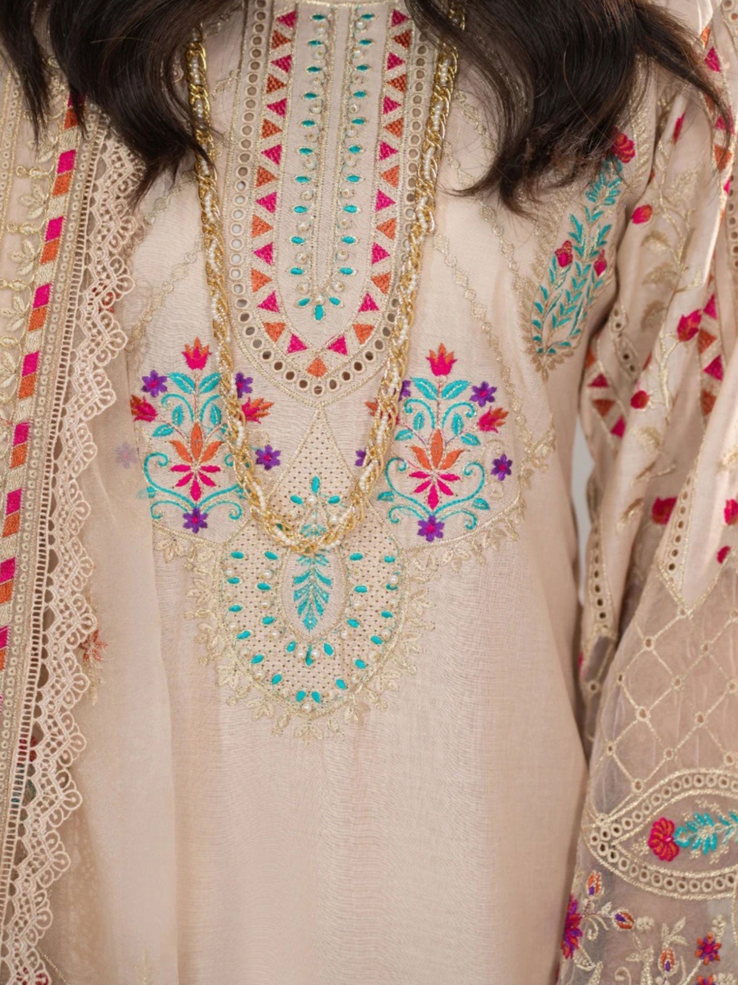 Zarqun Rosy Skin Embroidered Luxury Cotton Suit (2426A)