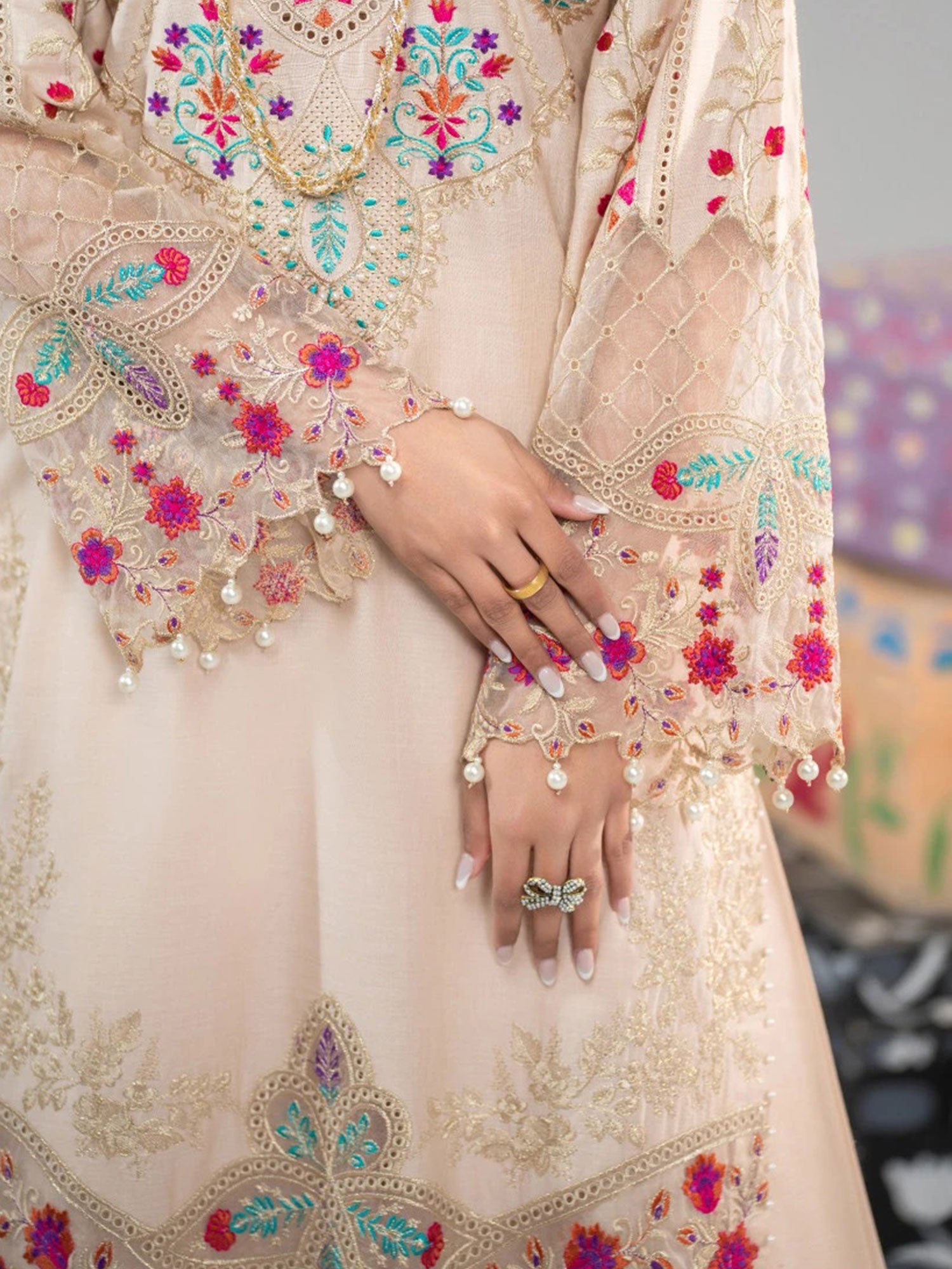 Zarqun Rosy Skin Embroidered Luxury Cotton Suit (2426A)