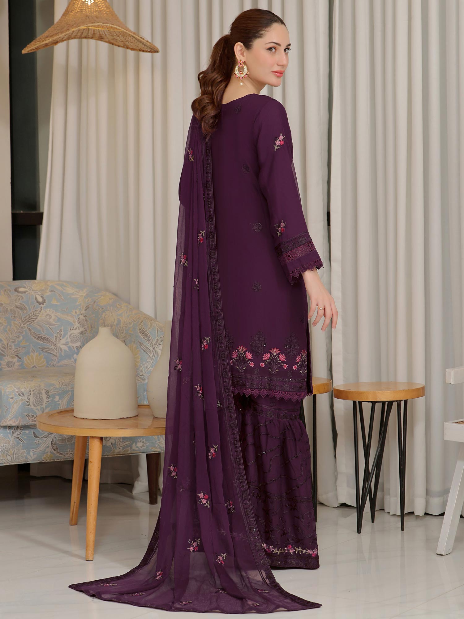 Wardah Uzair "Baag-e-Bahar" Luxury Embroidered Chiffon Suit - Zebaish