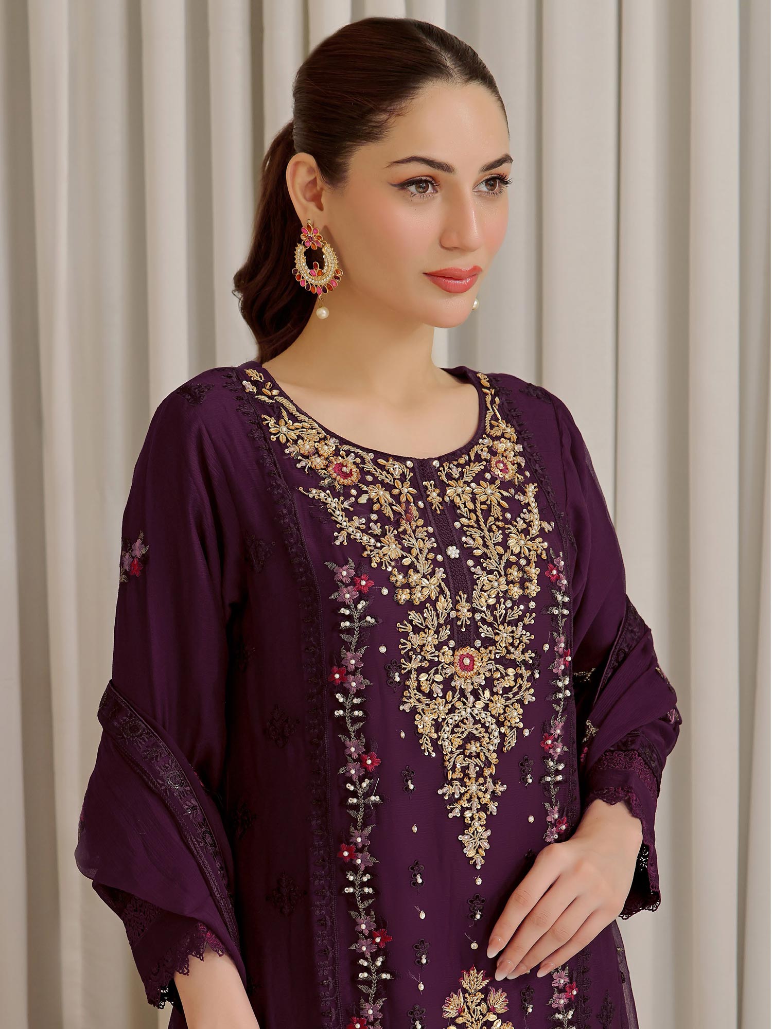 Wardah Uzair "Baag-e-Bahar" Luxury Embroidered Chiffon Suit - Zebaish