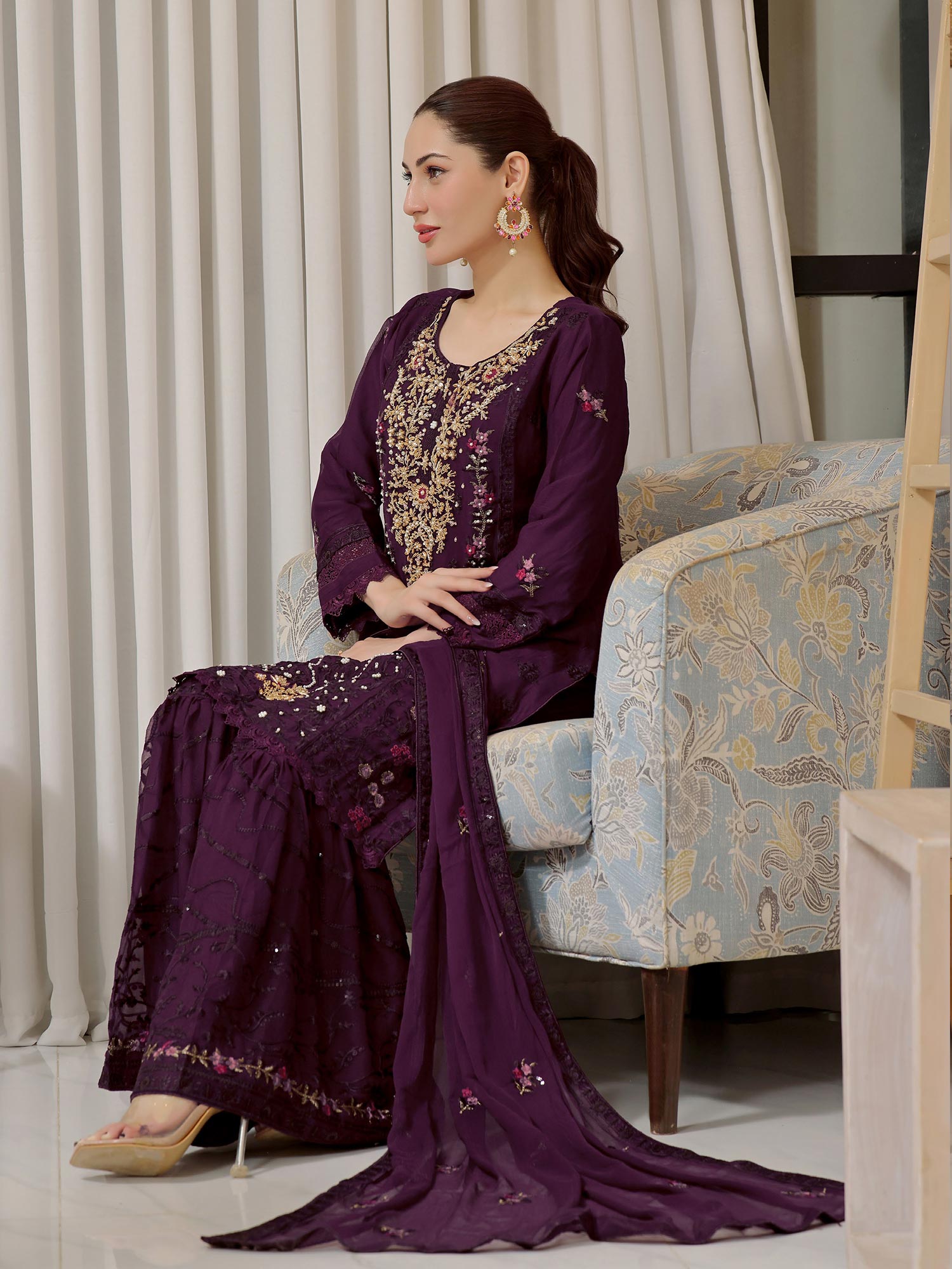 Wardah Uzair "Baag-e-Bahar" Luxury Embroidered Chiffon Suit - Zebaish