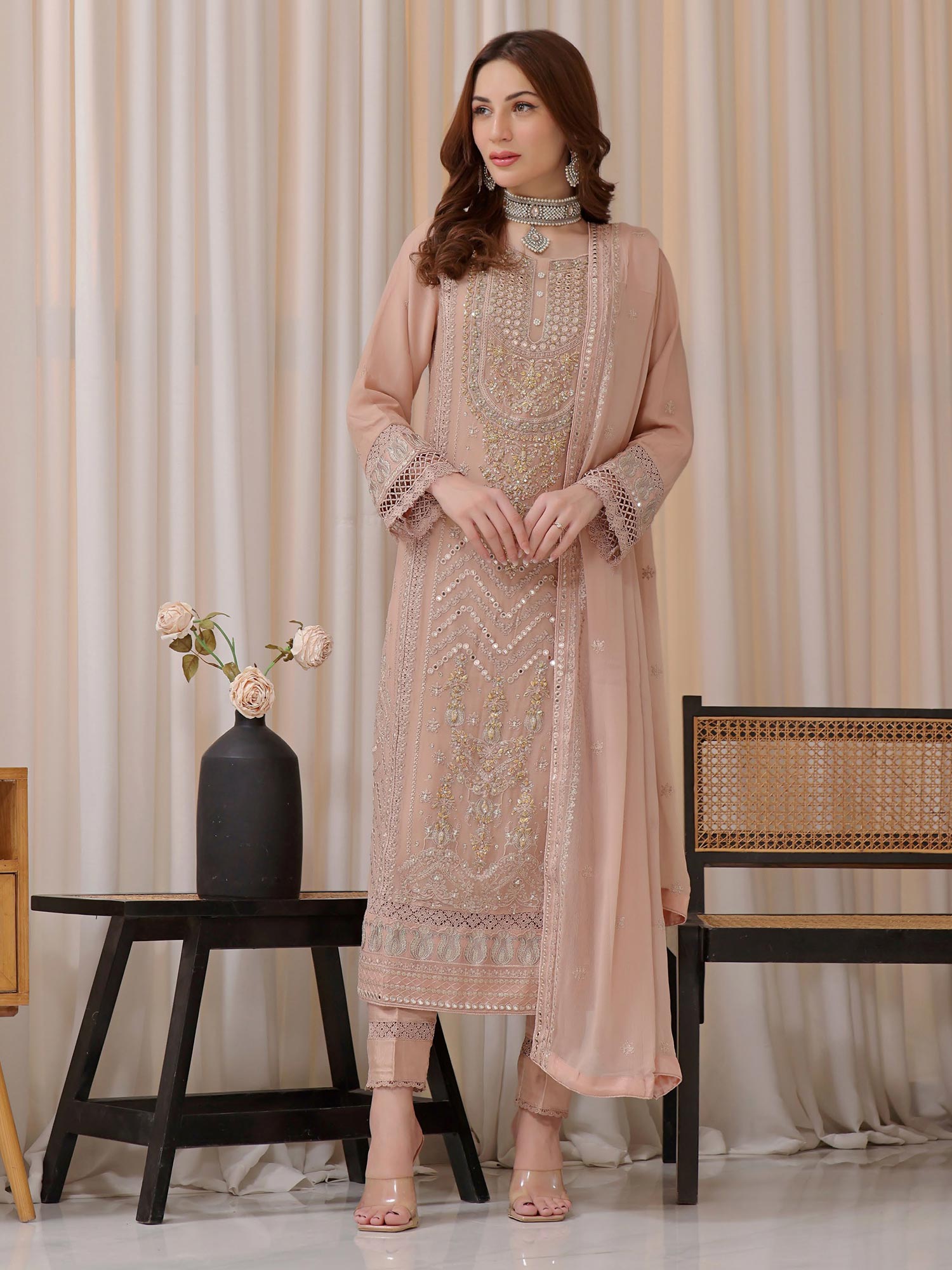 Wardah Uzair "Baag-e-Bahar" Luxury Embroidered Chiffon Suit - Zehra