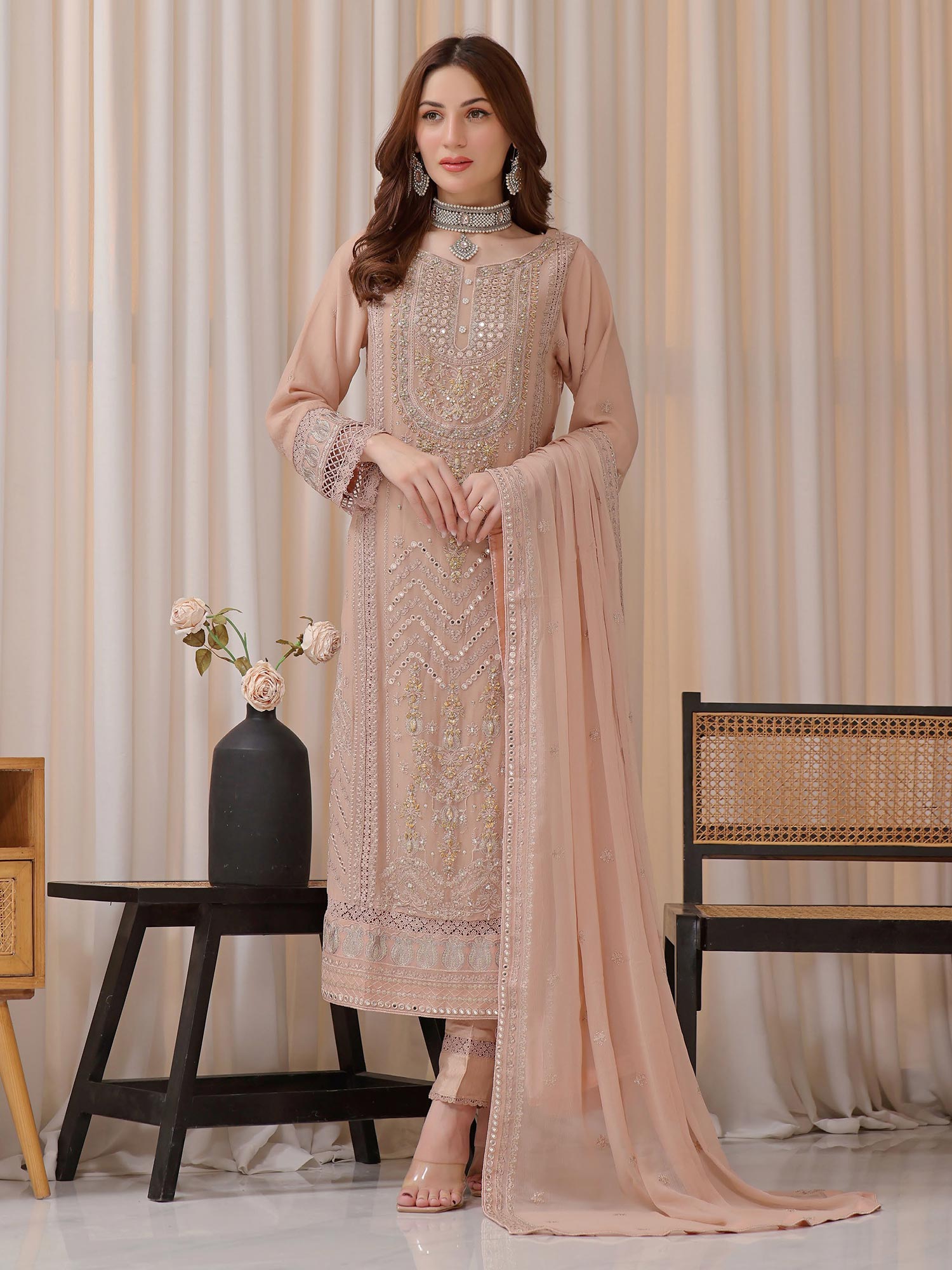 Wardah Uzair "Baag-e-Bahar" Luxury Embroidered Chiffon Suit - Zehra