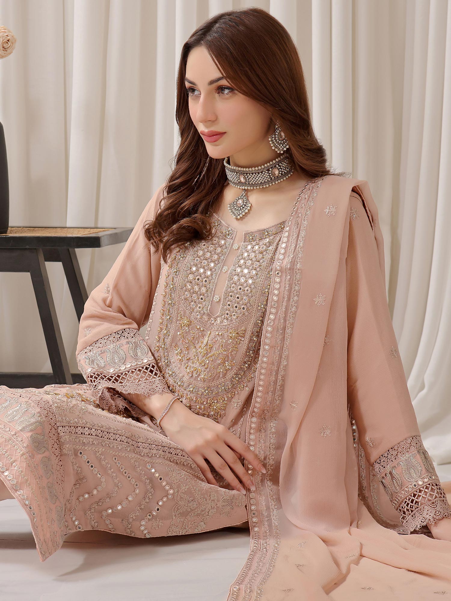 Wardah Uzair "Baag-e-Bahar" Luxury Embroidered Chiffon Suit - Zehra