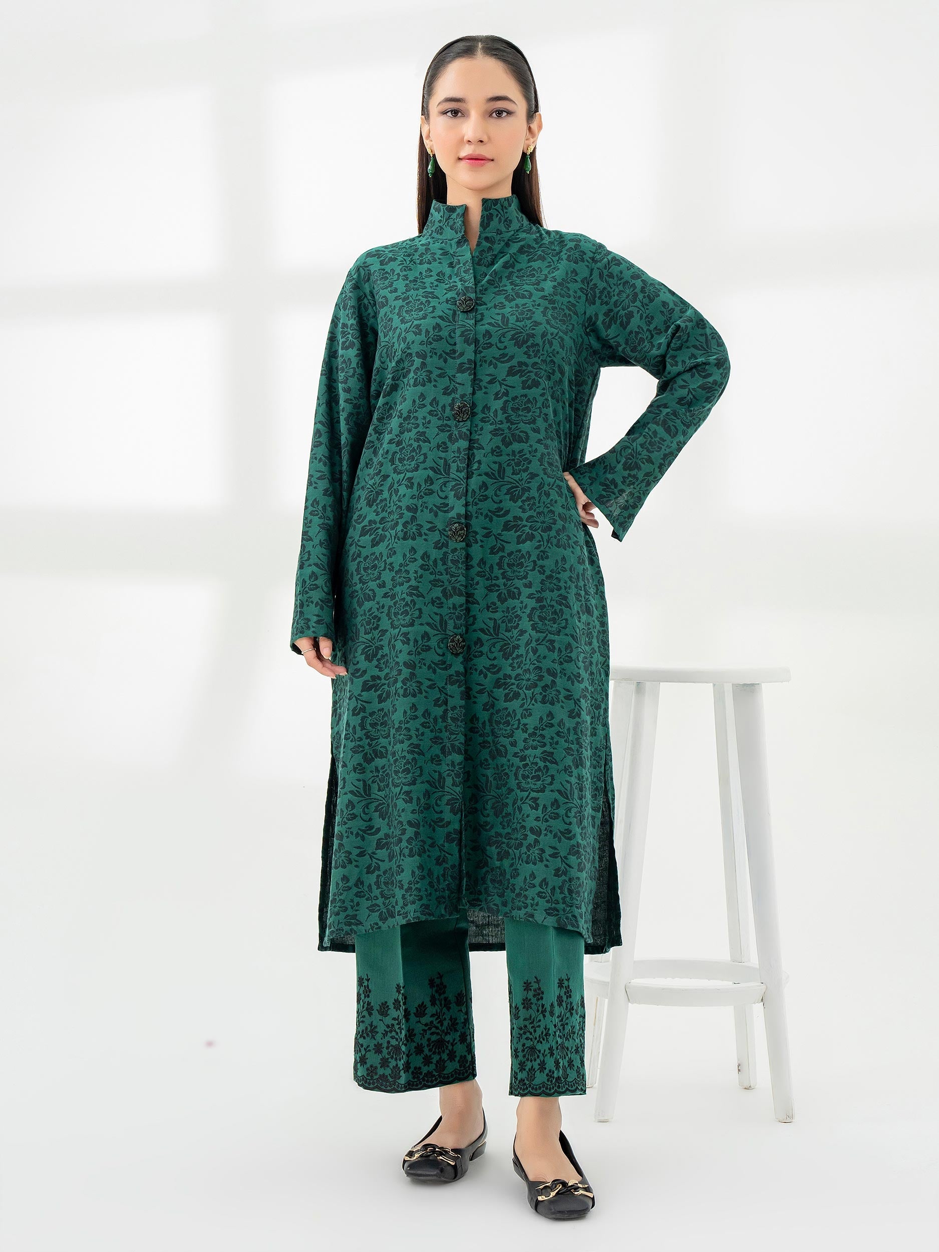 Limelight Green Jacquard Embroidered 2-Piece Suit (A0768ST)