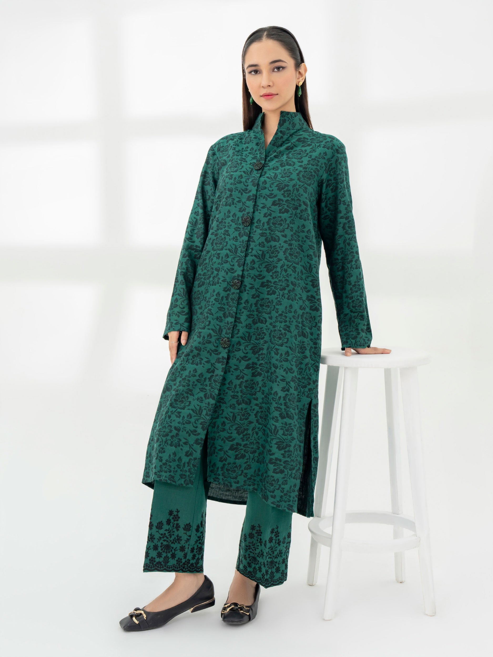 Limelight Green Jacquard Embroidered 2-Piece Suit (A0768ST)