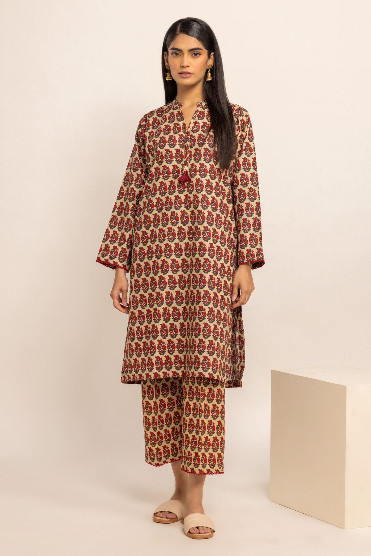 Khaadi Beige Classic Khaddar 2-Piece Suit