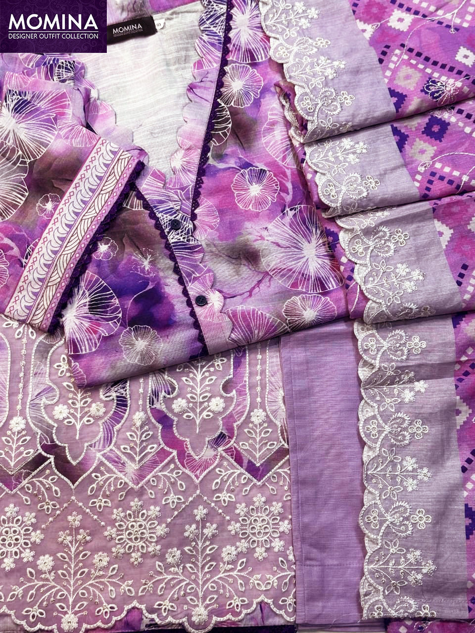Lavender Embroidered Winter Khaddar 3-Piece Suit