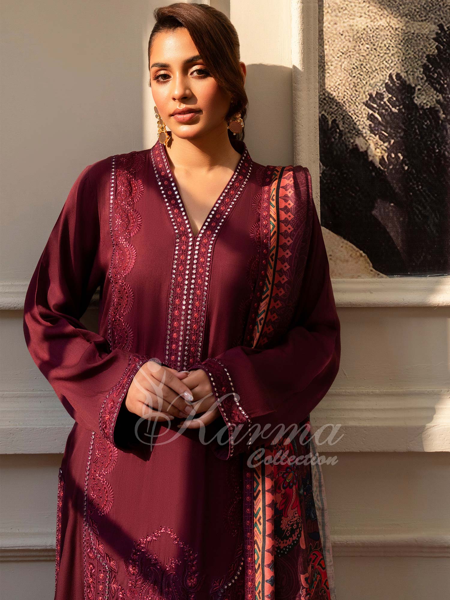Karma Collection "Aangan" Winter Embroidered Suit (KC1404)