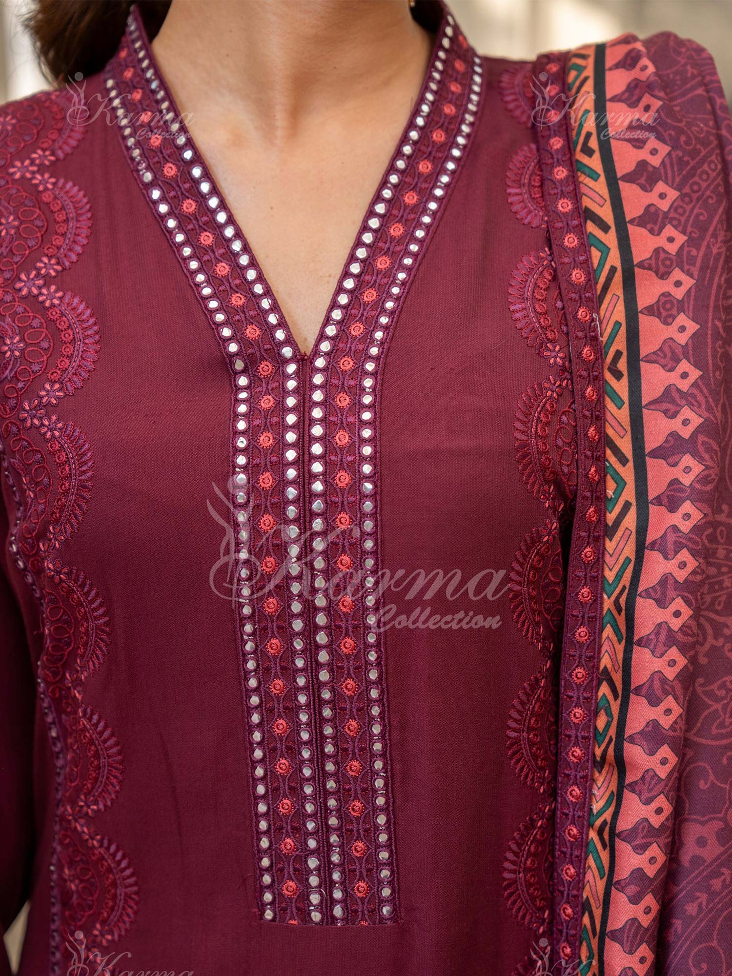 Karma Collection "Aangan" Winter Embroidered Suit (KC1404)