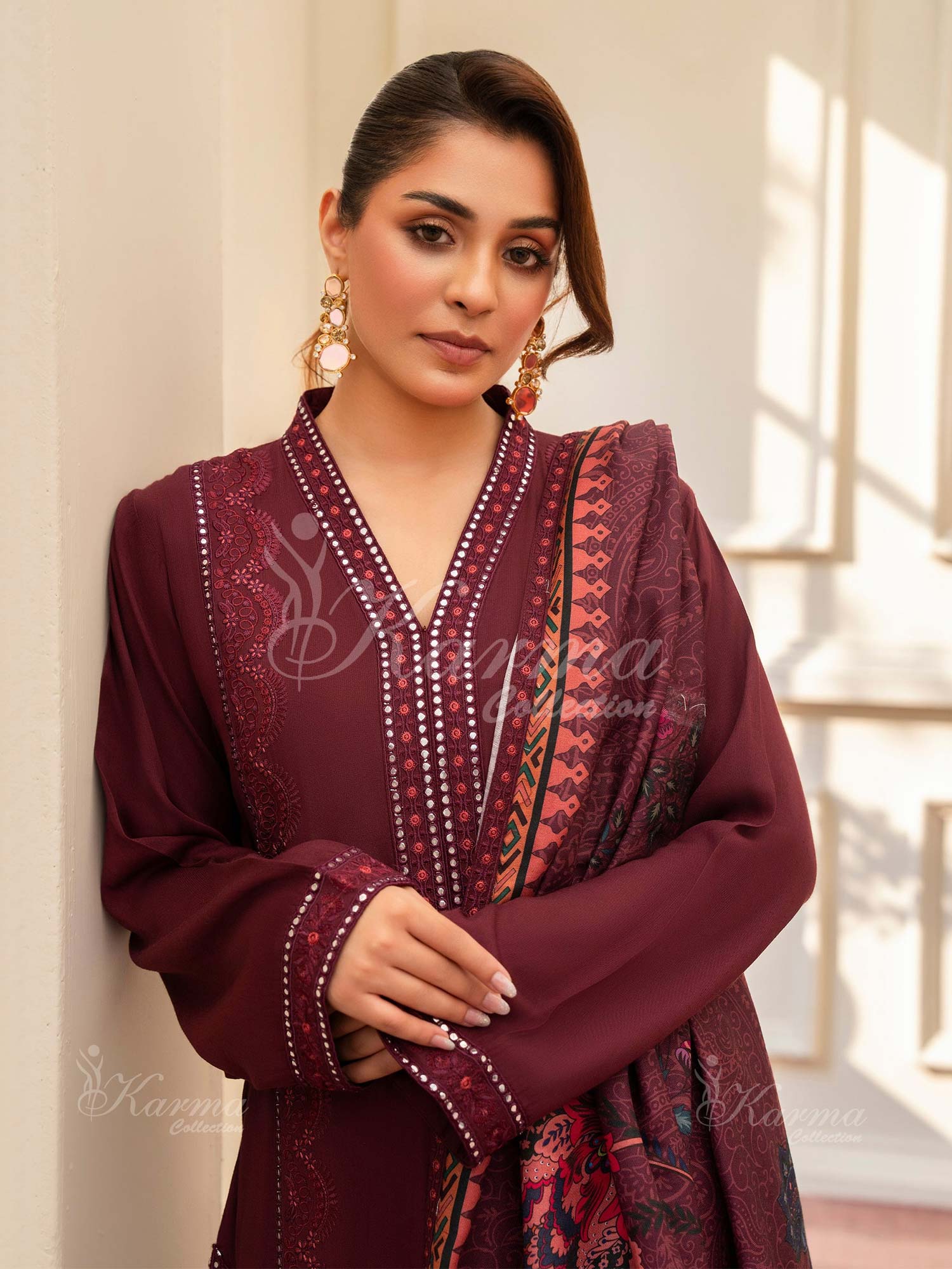 Karma Collection "Aangan" Winter Embroidered Suit (KC1404)