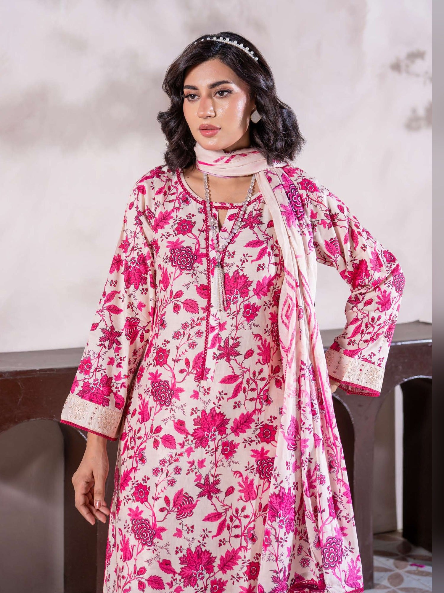 Rangz "Meraki" Summer Lawn 3-Piece Suit - Pink