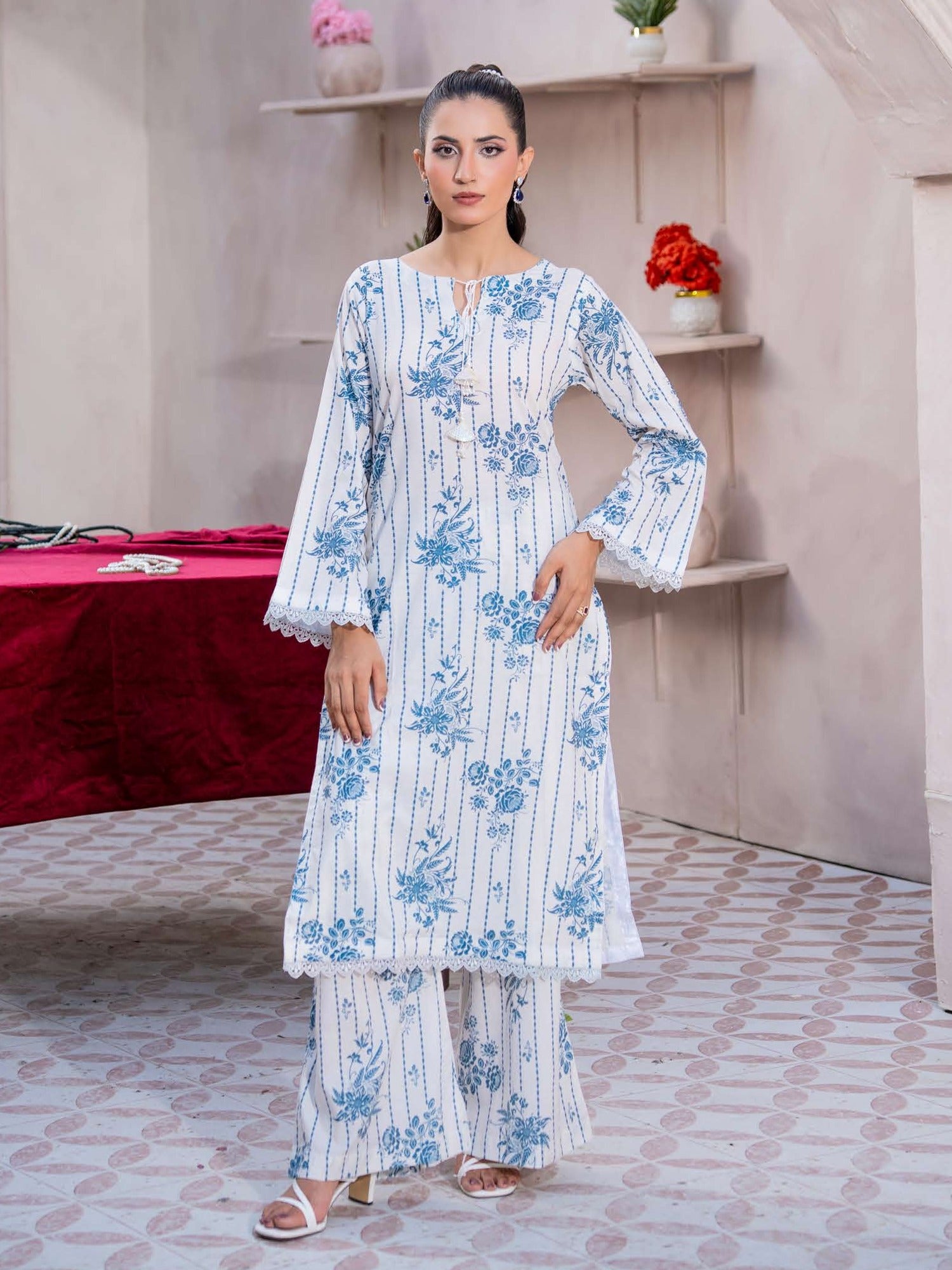 Rangz Summer Basics Lawn 2-Piece Co-Ords - White