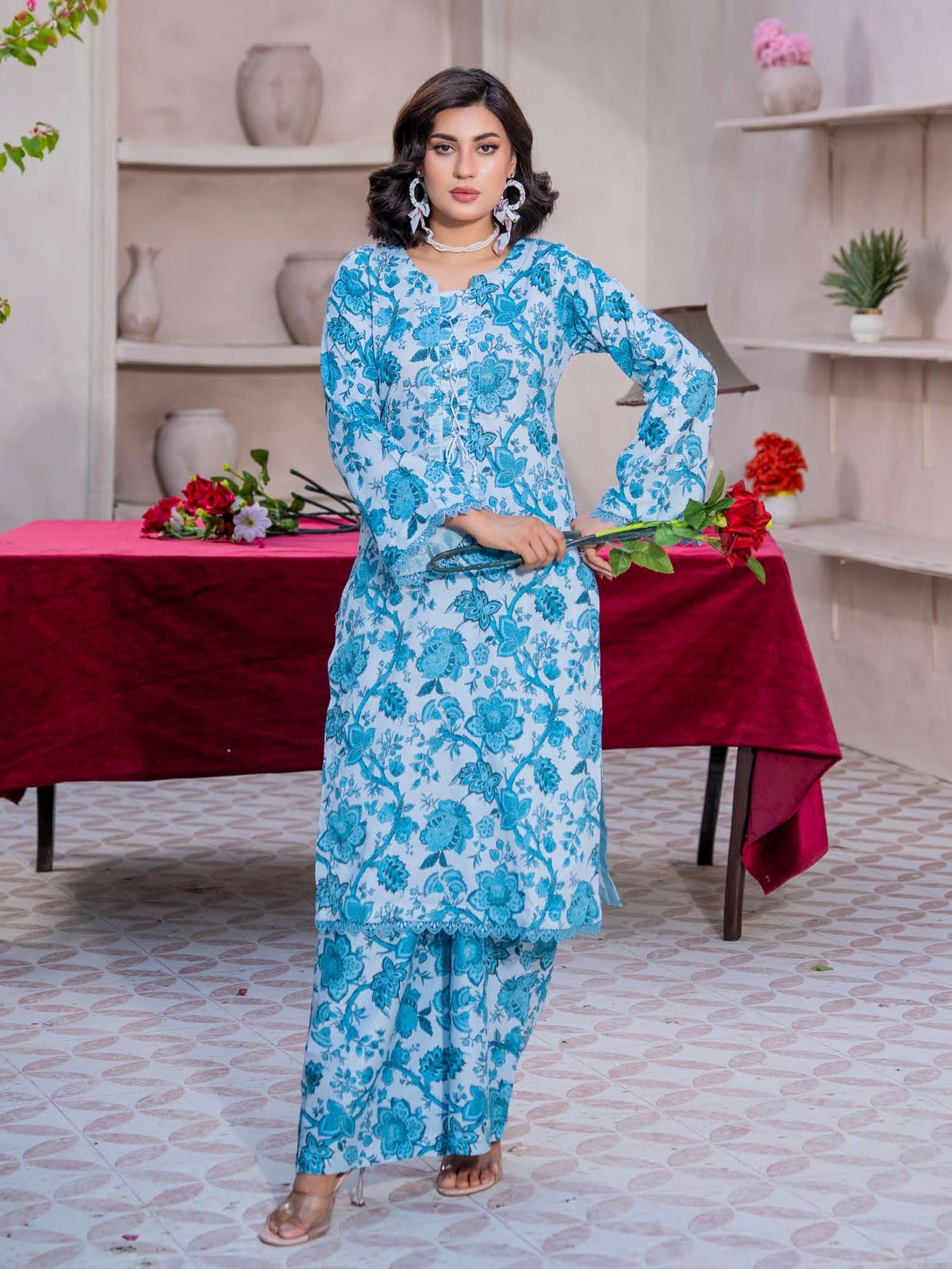 Rangz Summer Basics Lawn 2-Piece Co-Ords - Light Blue