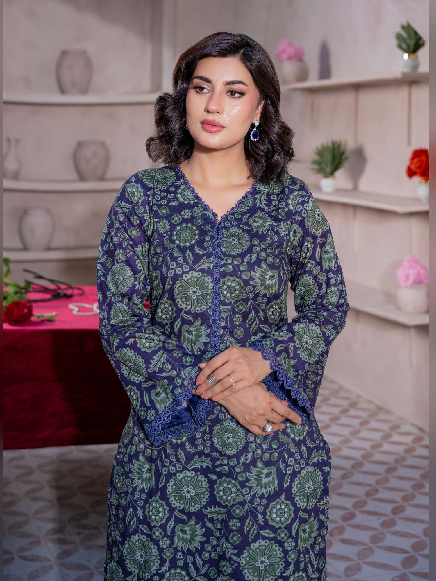 Rangz Summer Basics Lawn 2-Piece Co-Ords - Blue & Green