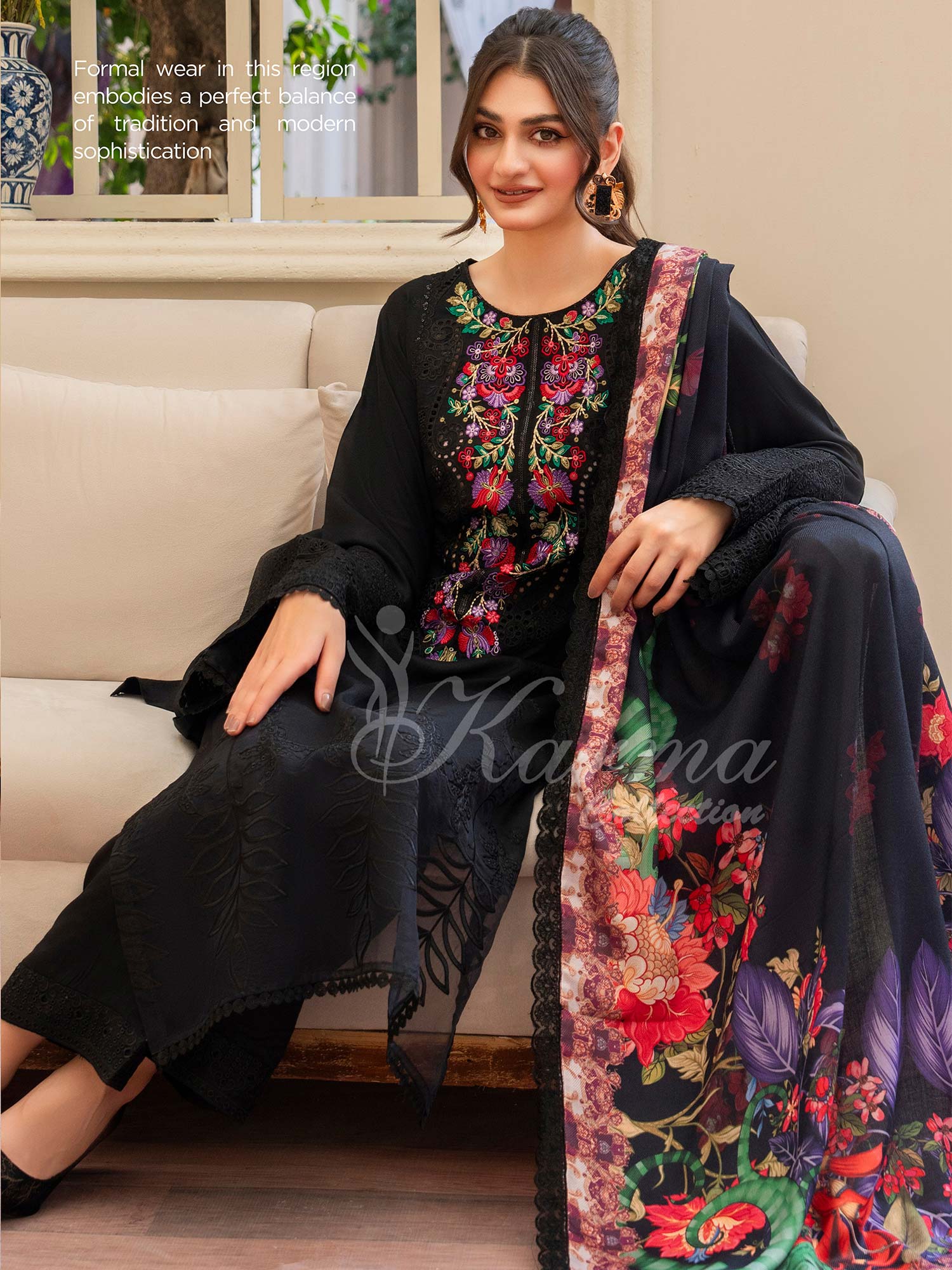 Karma Collection "Aangan" Winter Embroidered Suit (KC1397)
