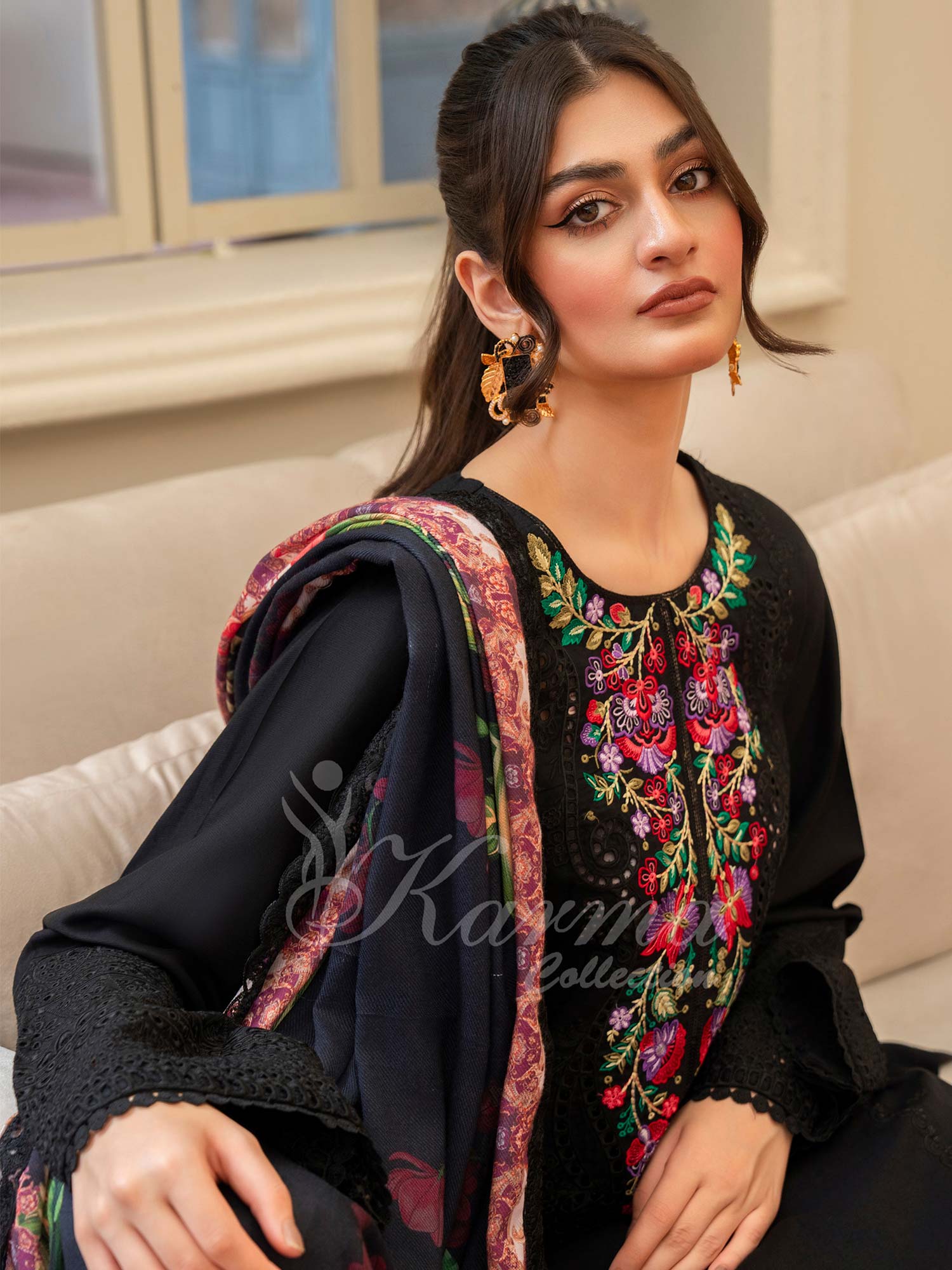 Karma Collection "Aangan" Winter Embroidered Suit (KC1397)
