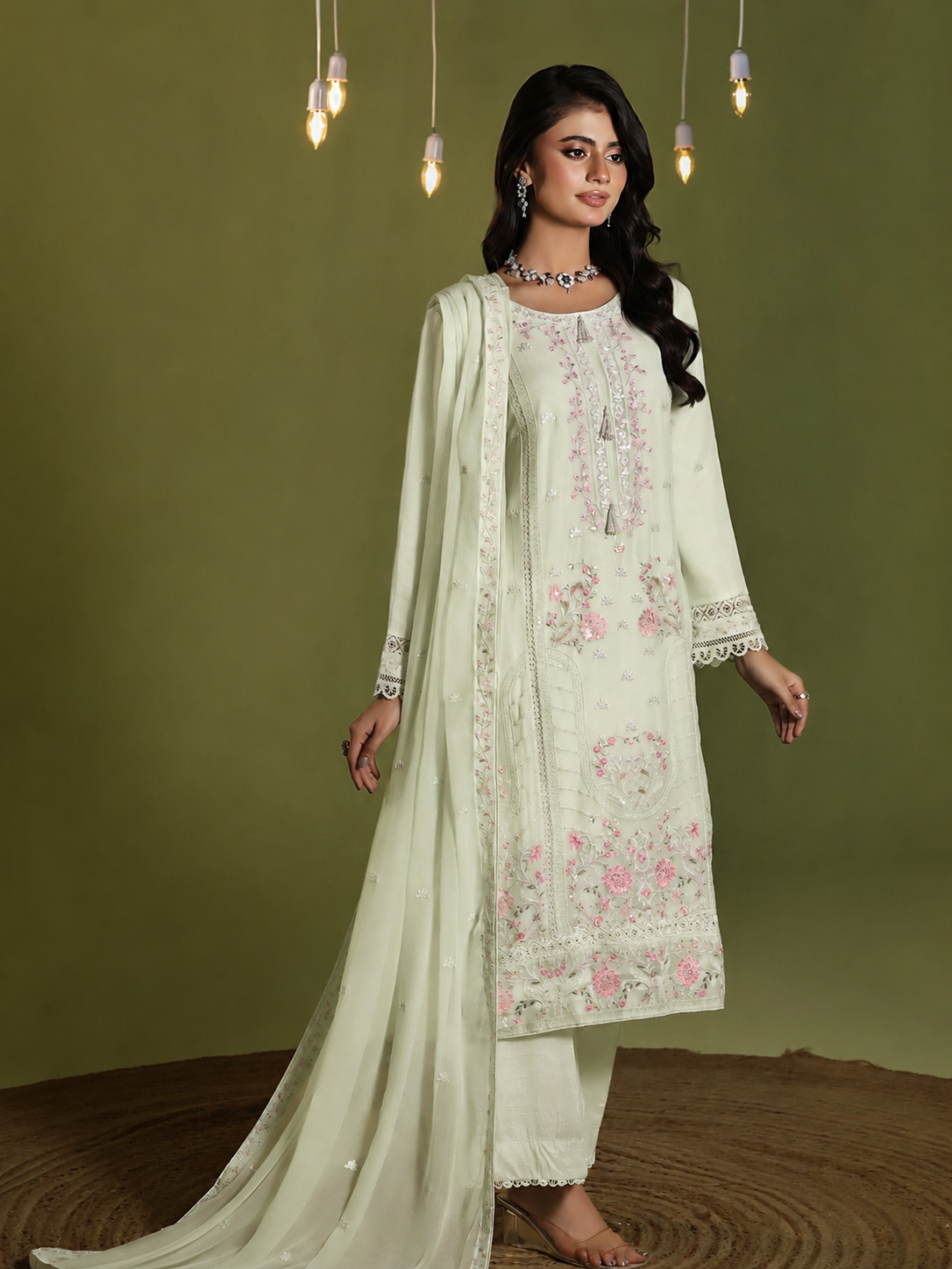 Wardah Uzair "Chiffon Breeze" Lux Embroidered Chiffon Suit - Mystic