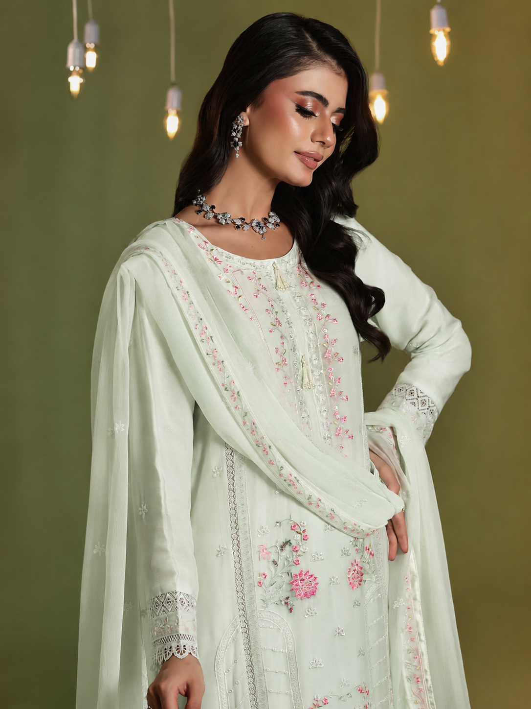 Wardah Uzair "Chiffon Breeze" Lux Embroidered Chiffon Suit - Mystic