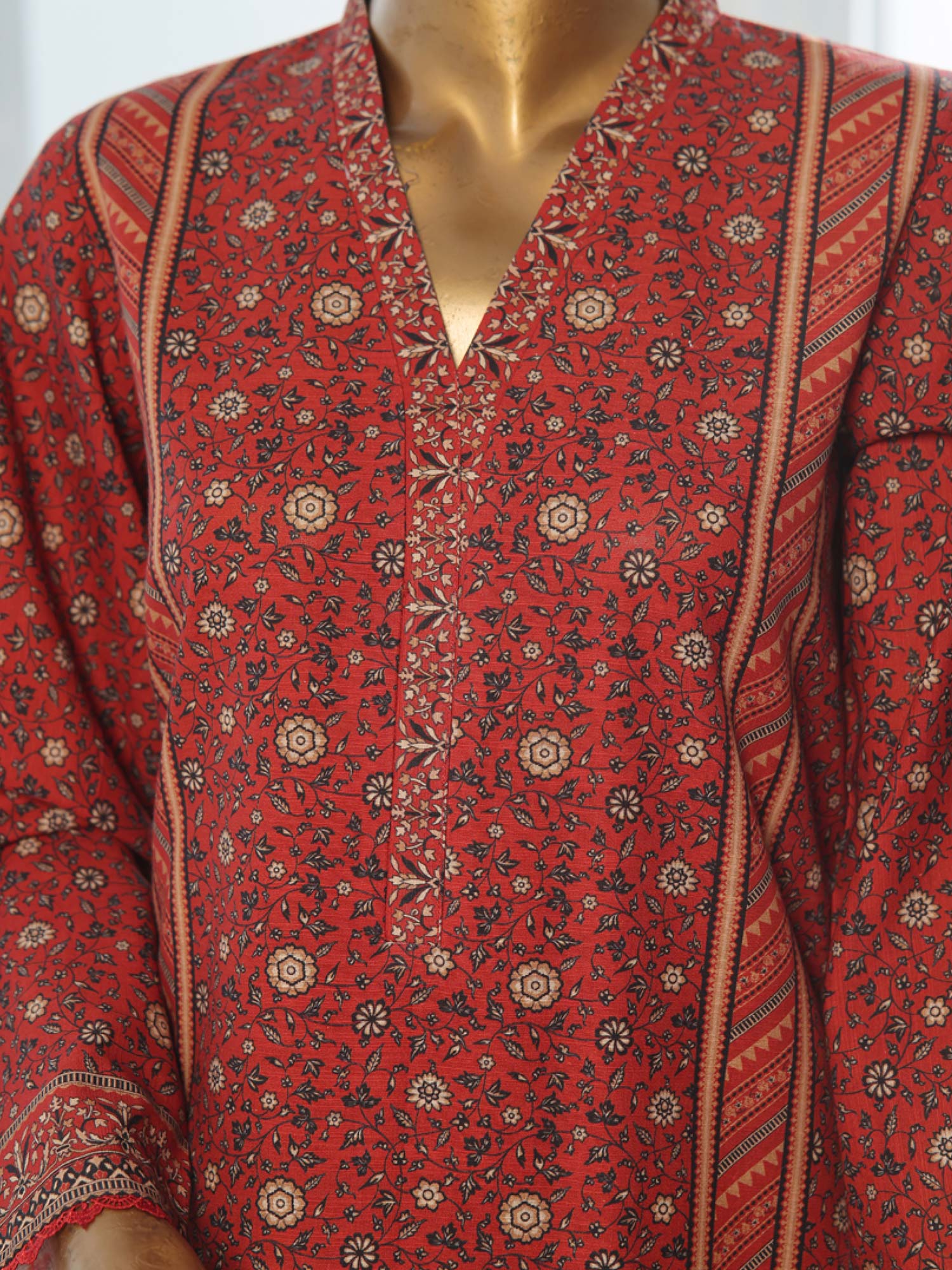 Bin Saeed Winter Khaddar 3-Piece Suit - Maroon
