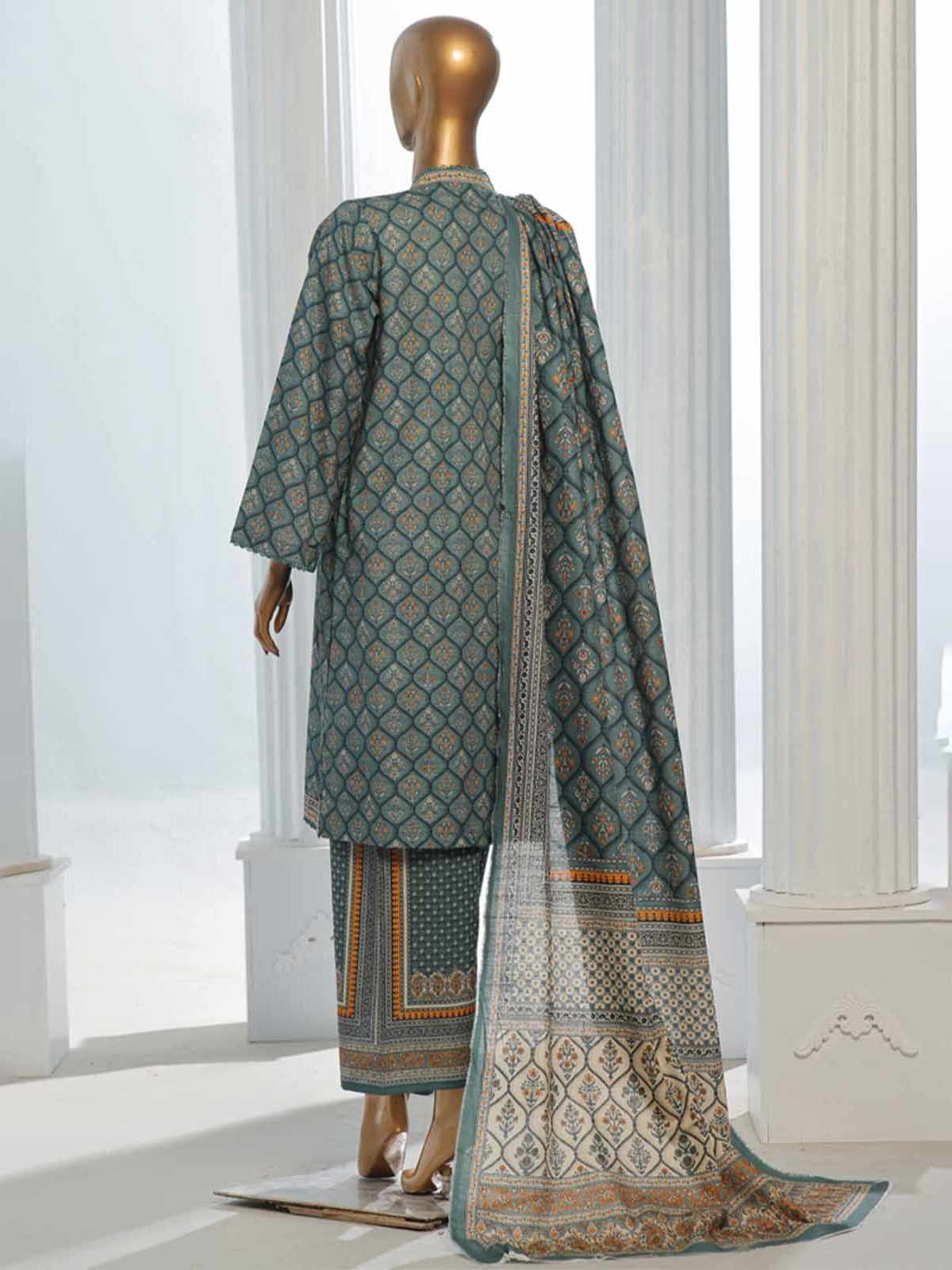 Bin Saeed Winter Khaddar 3-Piece Suit - Sage Green