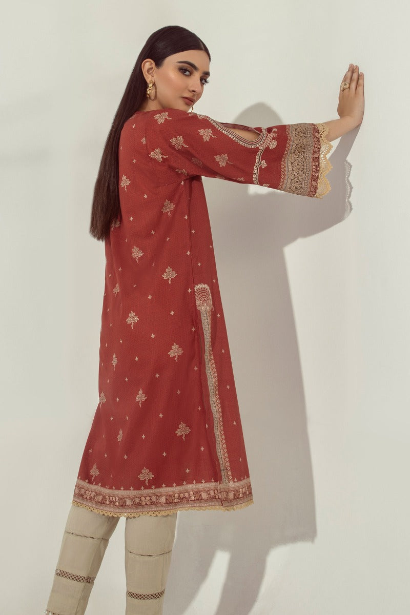 Sana Safinaz Rust Red Embroidered Shirt