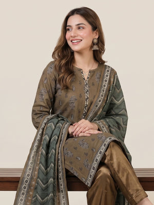 Tawakkal "Ghazal" Khaddar 3-Piece Suit D6267 - Olive & Green