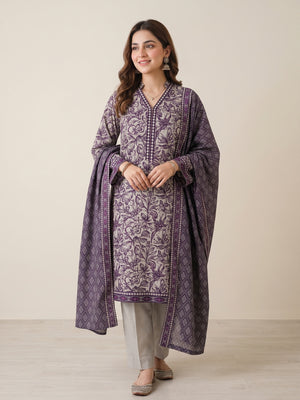 Tawakkal "Ghazal" Khaddar 3-Piece Suit D6282 - Purple
