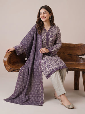 Tawakkal "Ghazal" Khaddar 3-Piece Suit D6282 - Purple