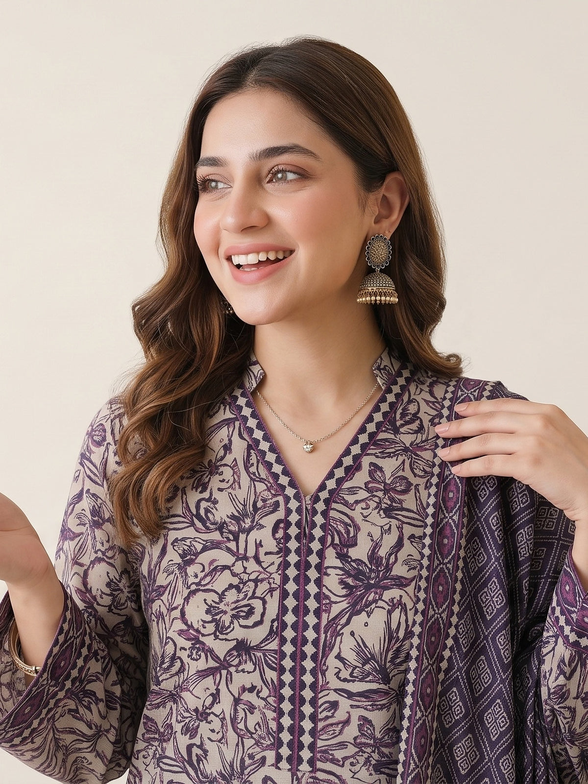Tawakkal "Ghazal" Khaddar 3-Piece Suit D6282 - Purple