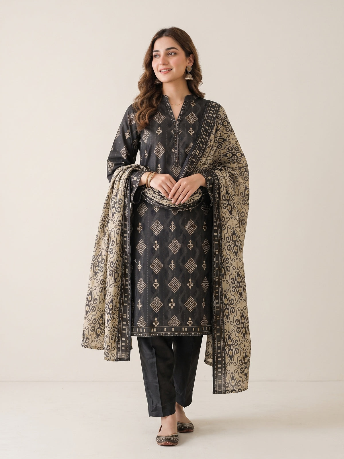 Tawakkal "Ghazal" Khaddar 3-Piece Suit D6286 - Charcoal