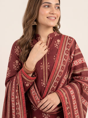 Tawakkal Jhoom Khaddar 3-Piece Suit D6273 Maroon - view 3