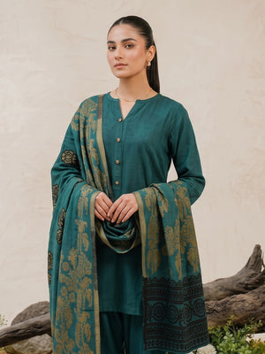 Tawakkal "Julian" Winter Leather-Peach Suit with Shawl (D5901) - Teal Green